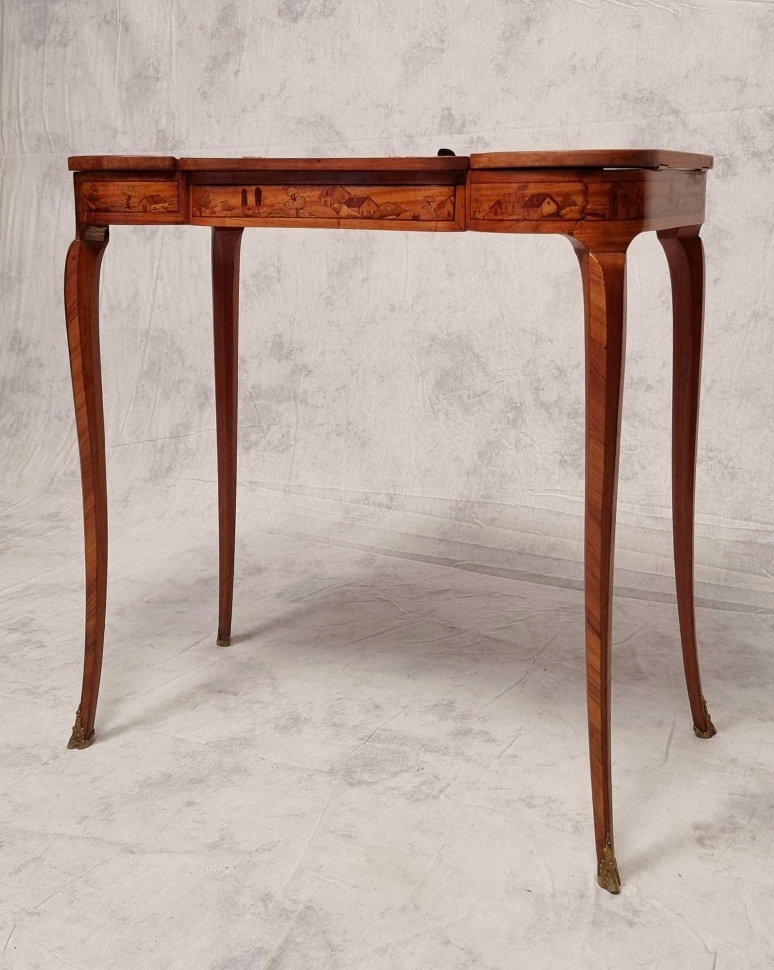 Bronze Table à écrire de style Louis XV, bois de rose, XIXe siècle en vente
