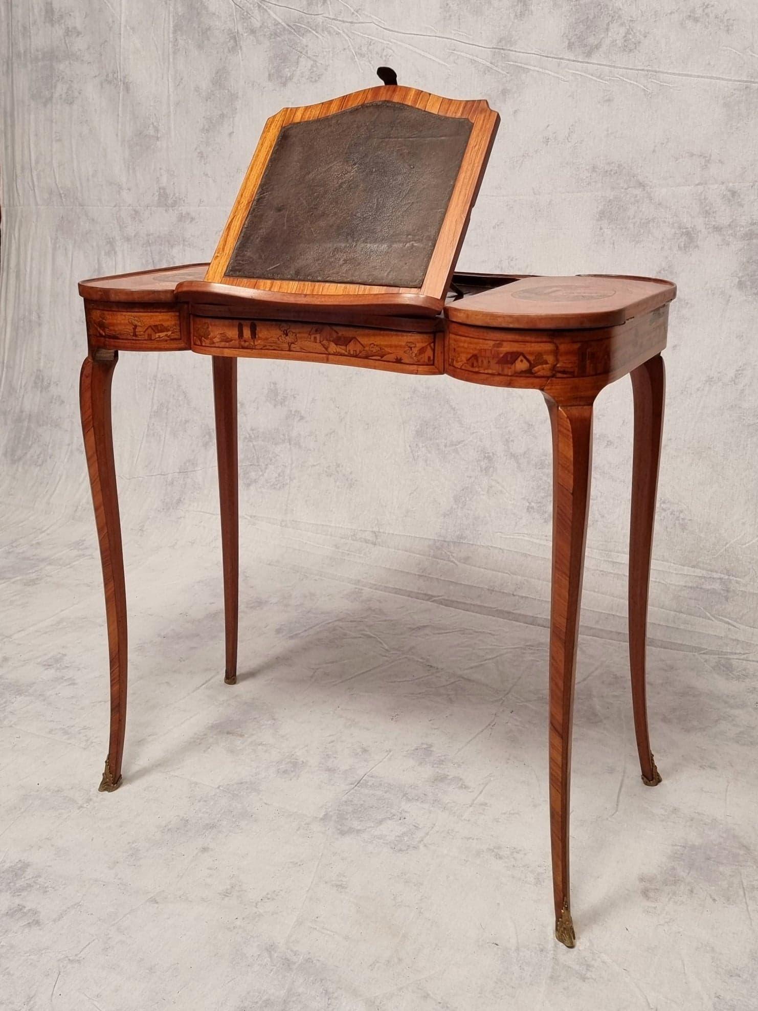 Table à écrire de style Louis XV, bois de rose, XIXe siècle en vente 2