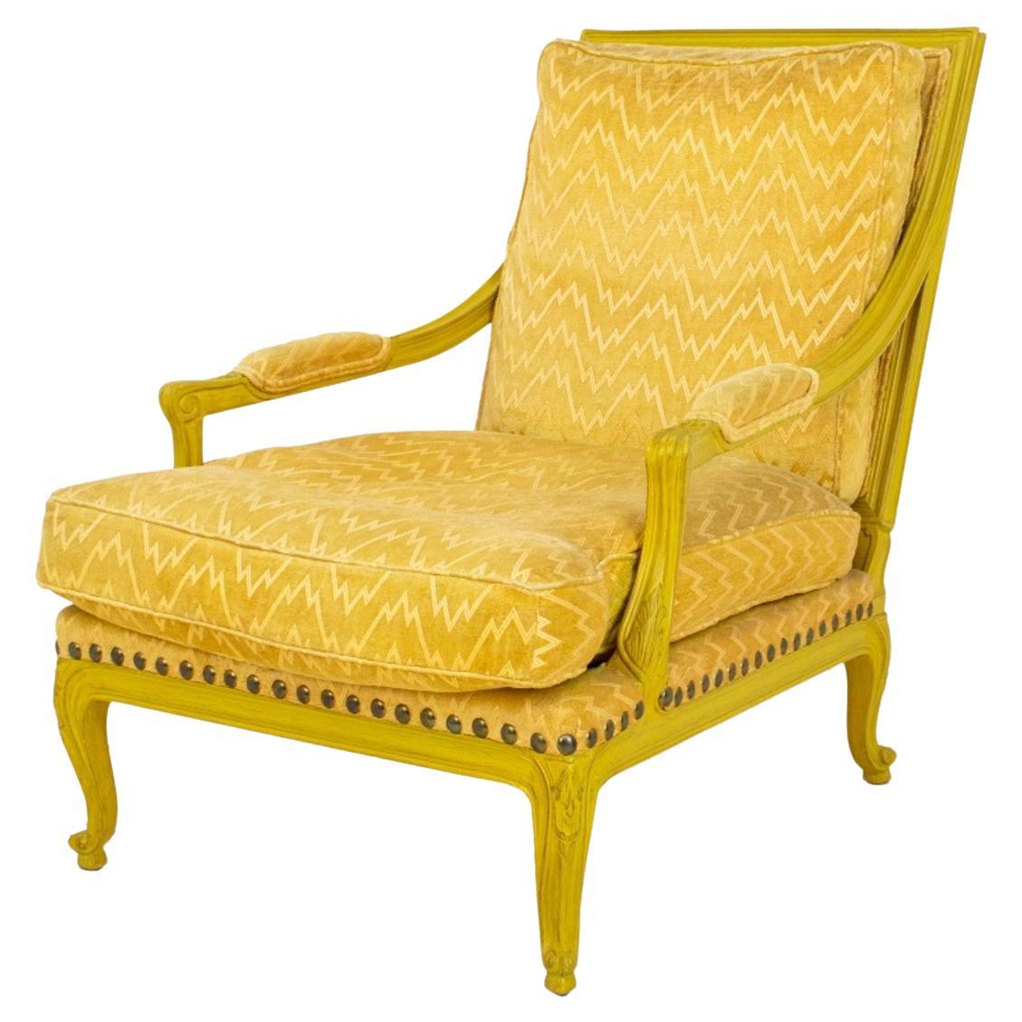 Louis XV Style Yellow Painted Upholstered Armchair For Sale
