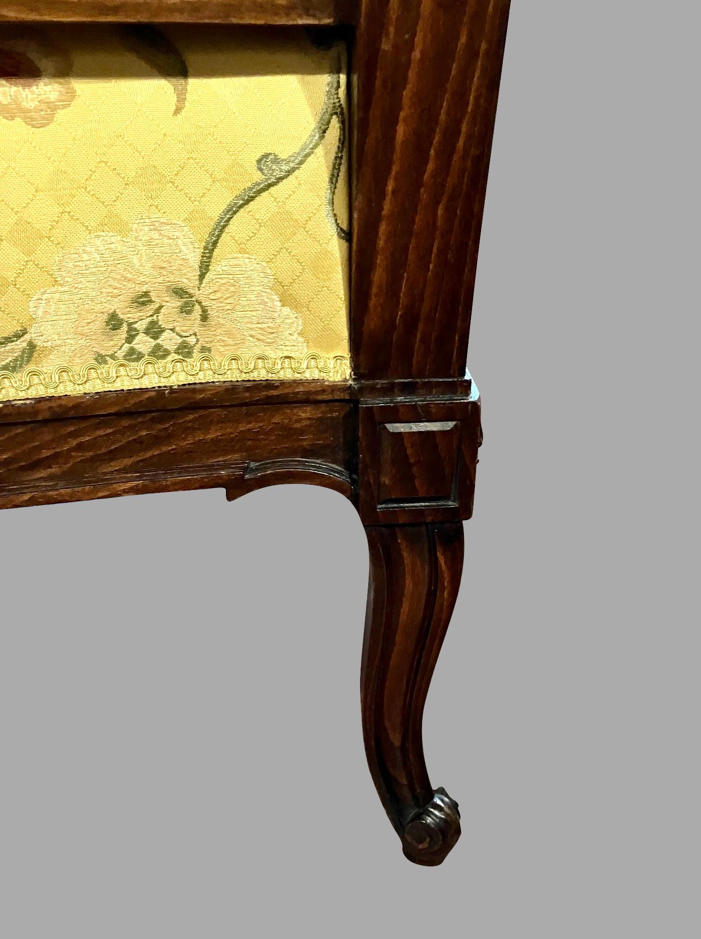 Louis XV Style Yellow Silk Upholstered Lounge Chair with Carved Hardwood Frame 4