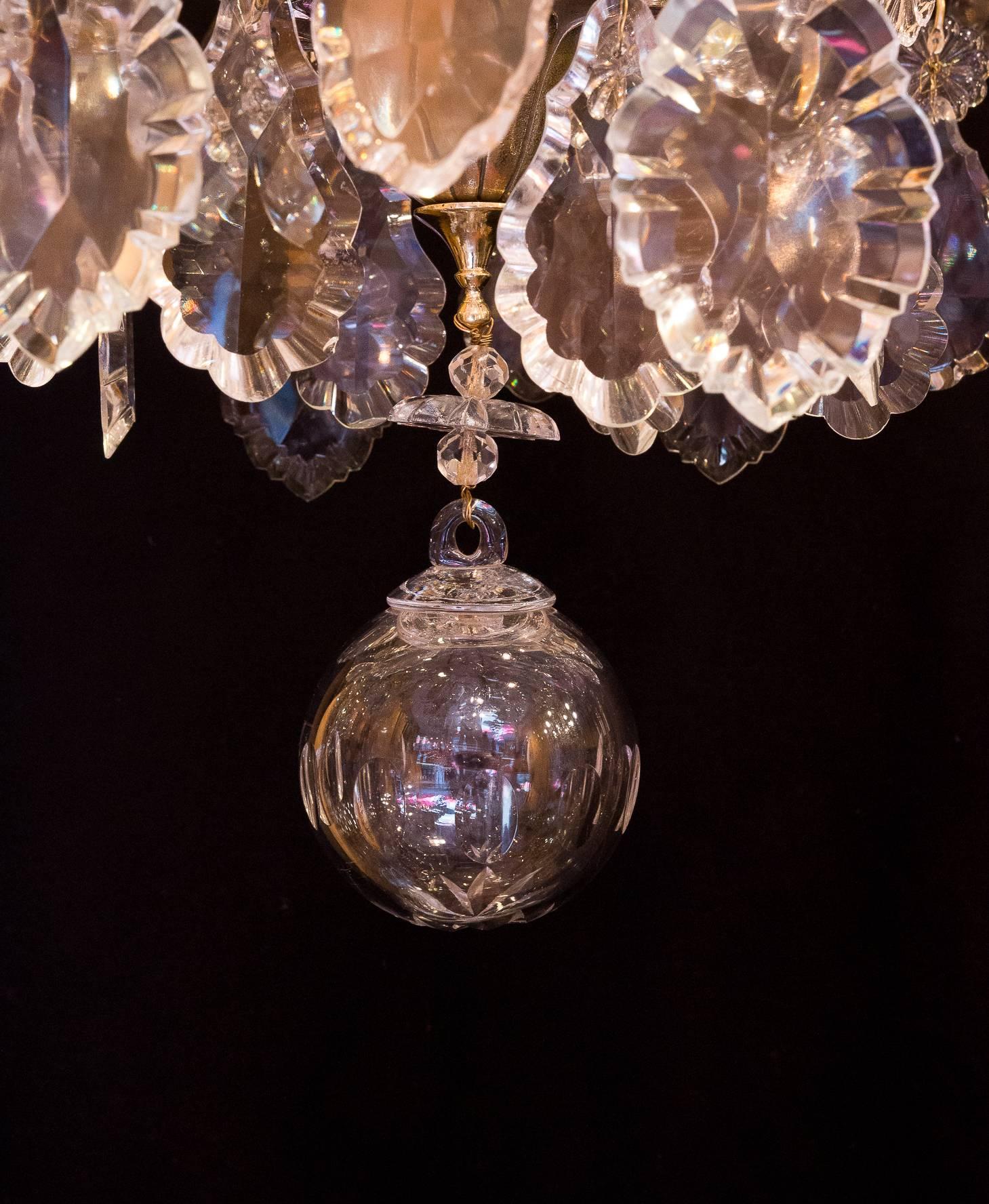 Louis XV Style, French Mid-20th Century, Bronze & Crystal Chandelier, circa 1950 7