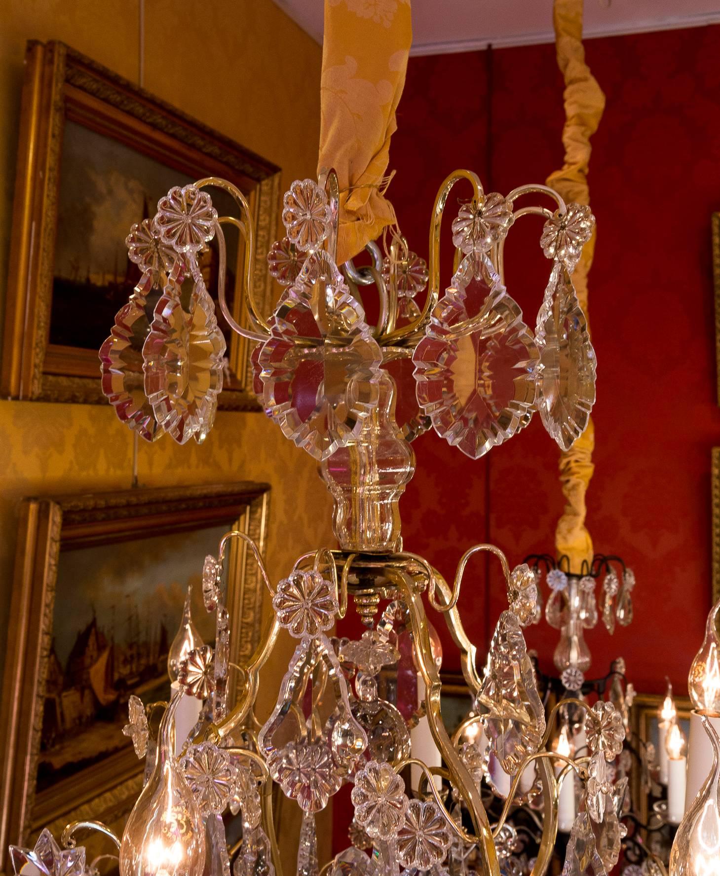 Louis XV Style, French Mid-20th Century, Bronze & Crystal Chandelier, circa 1950 9
