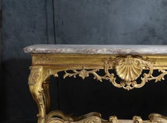 18th Century Regence Giltwood Console-Table carved gilded with original marble