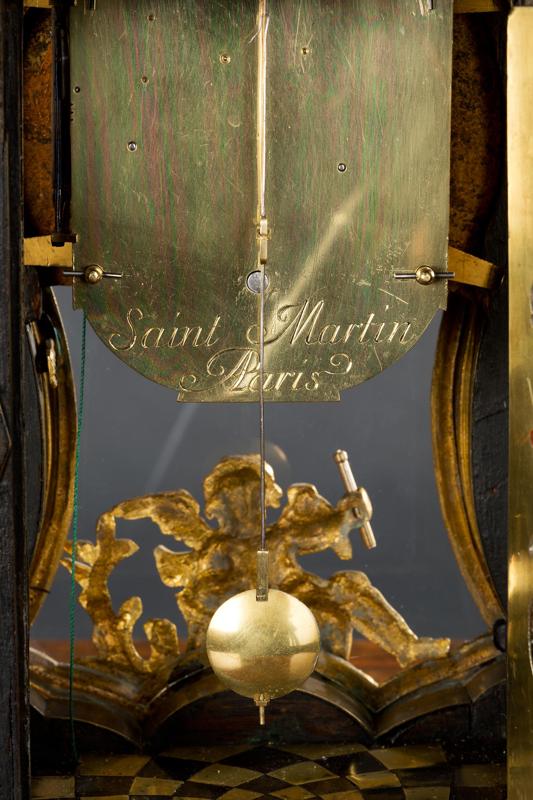 Louis XV Boulle-Uhr aus Schildpatt von St. Martin, Paris, um 1720 (Louis XV.) im Angebot