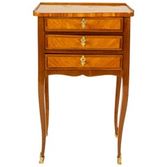 Antique Louis XV Transition Period Side Table or Table Chiffonière, Stamped "LETELLIER"