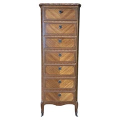 Louis XV Transitional Style Weekly Planner Marquetry Chest of Drawers