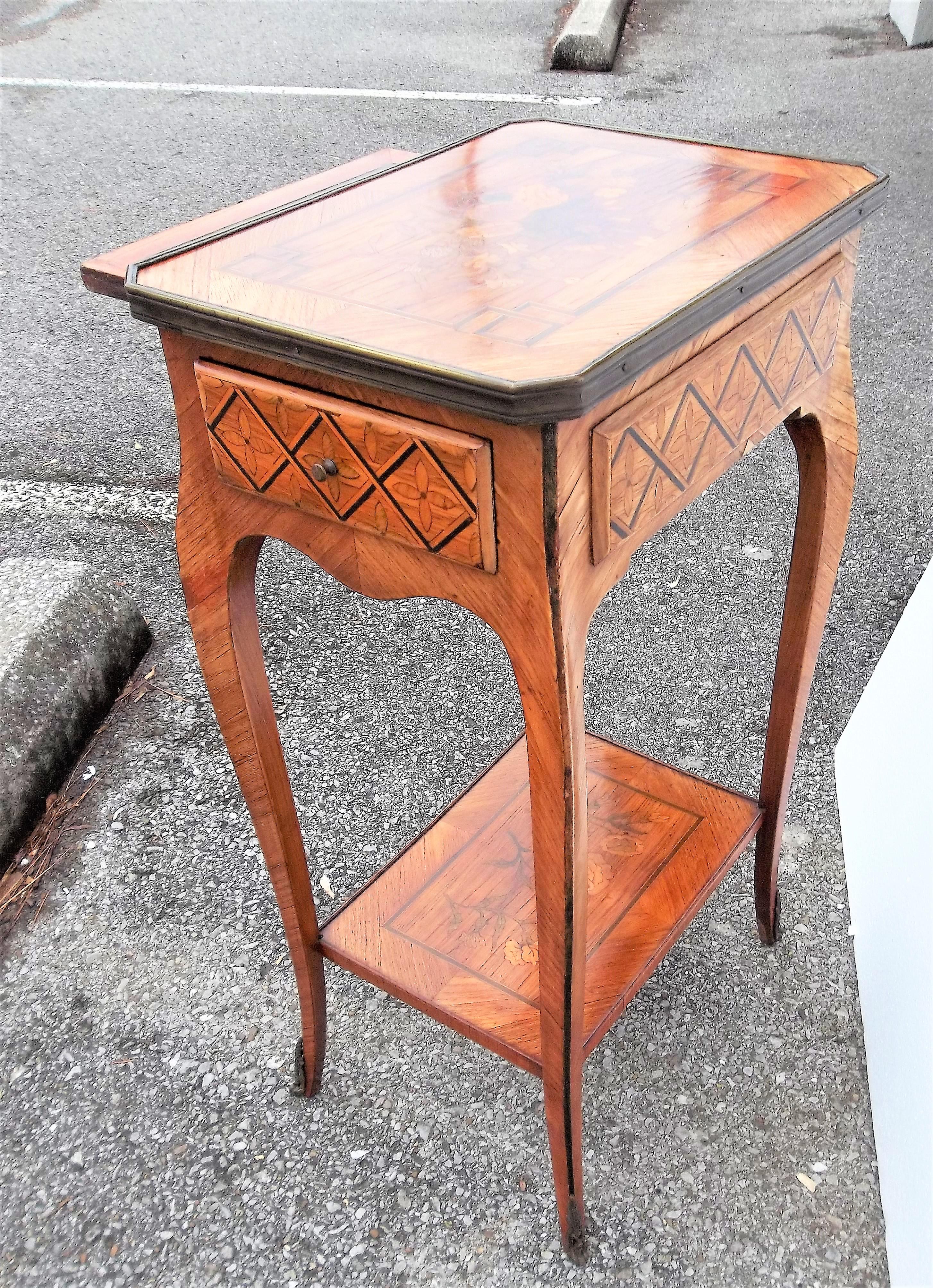 19th Century Louis XV Transitional to Louis XVI Style Marquetry Table