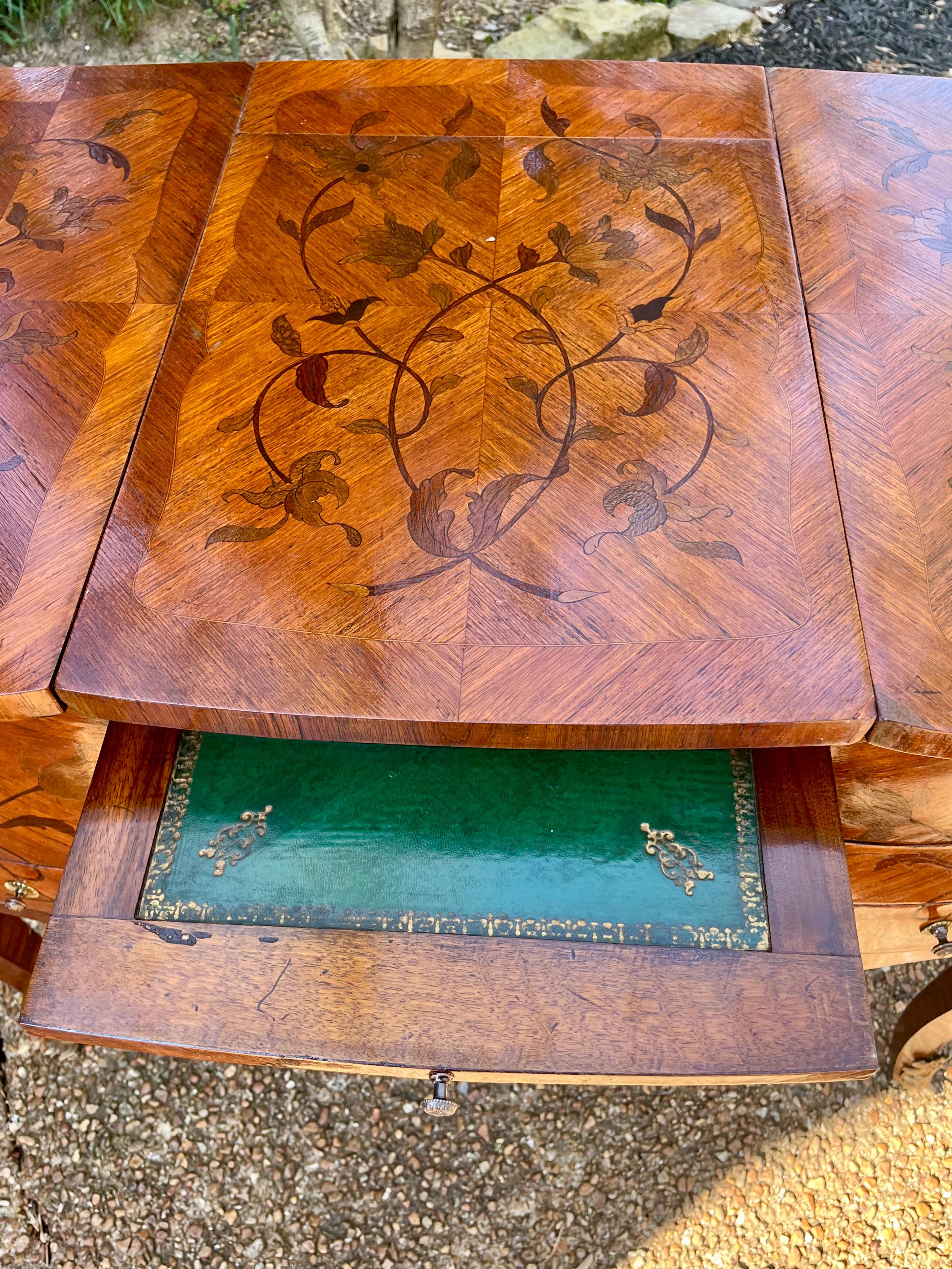 20th Century Louis Xv Transitional to LouisXvi Tulipwood Parquetry and Marquetry Floral Case  For Sale