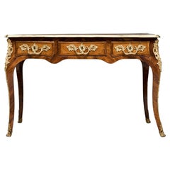 Bureau Plat Luis XV de madera de tulipán y kingwood
