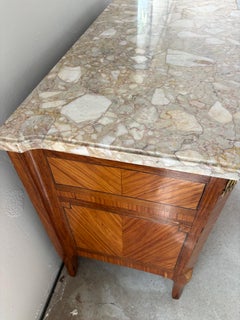 18th Century Louis XV Commode, Tulipwood & Breccia Marble Top