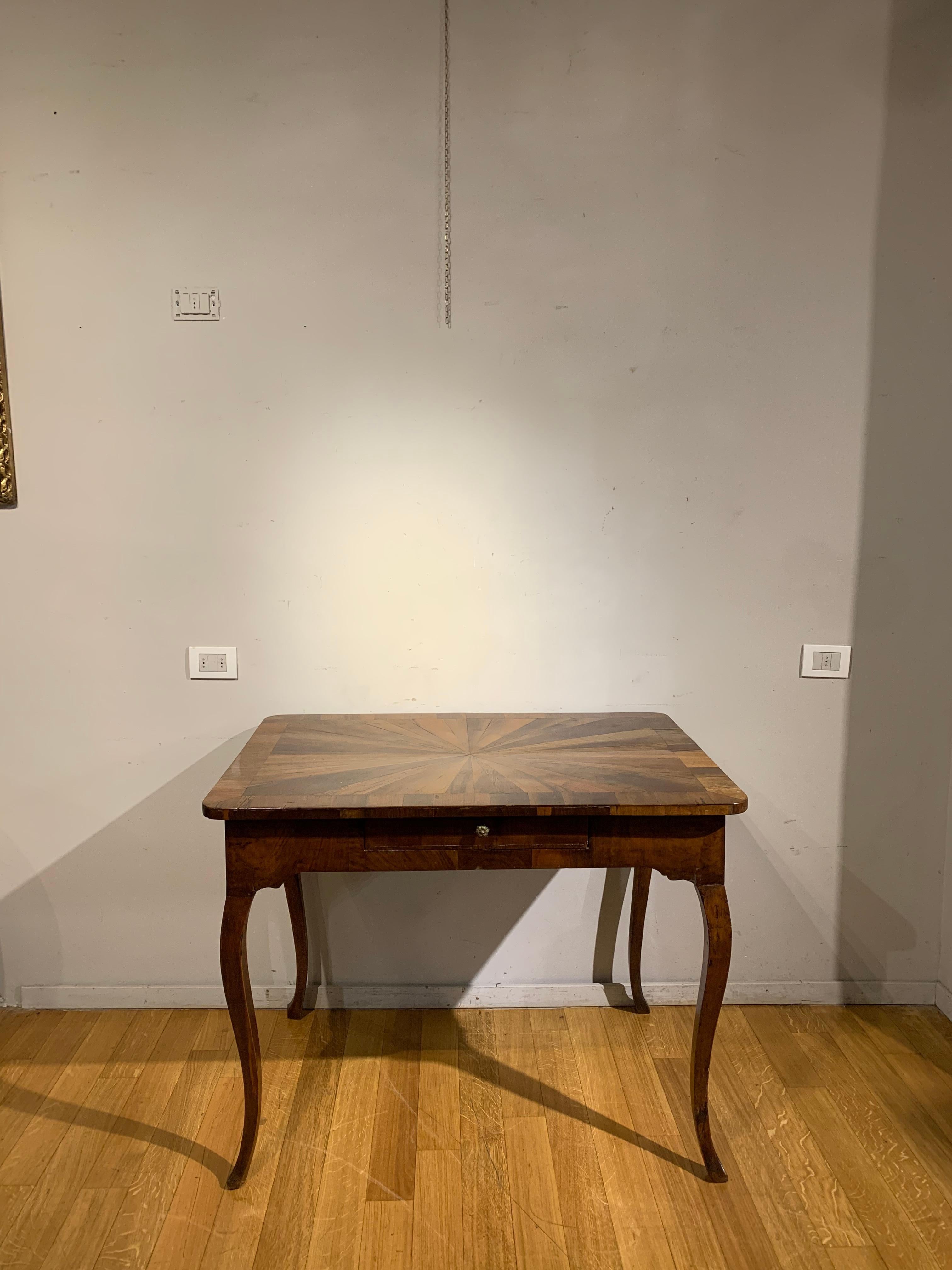 Poplar Louis XV Tuscany Walnut Veneered Writing Table For Sale