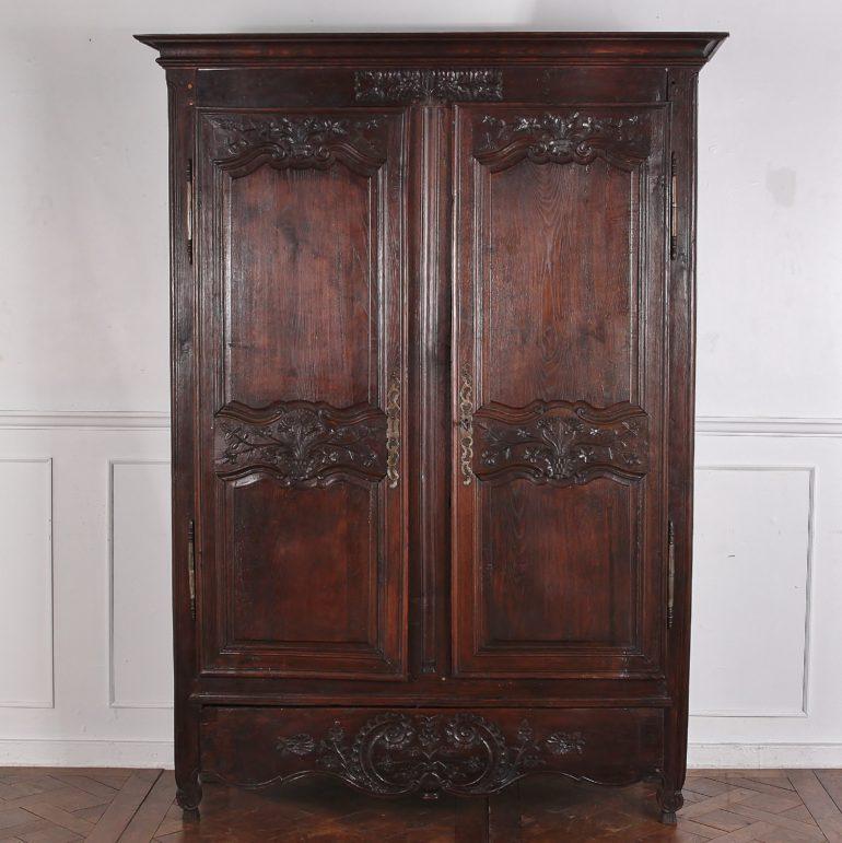 Louis XV Two-Door Carved Oak Armoire 2