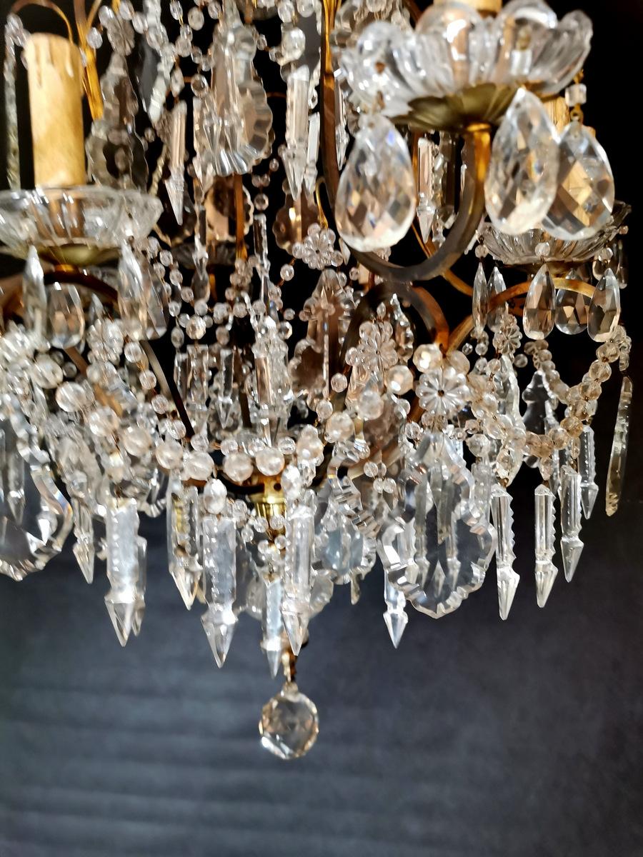 Louis XV Venetian Style Italian Chandelier in Bronze with Cut Crystals 3