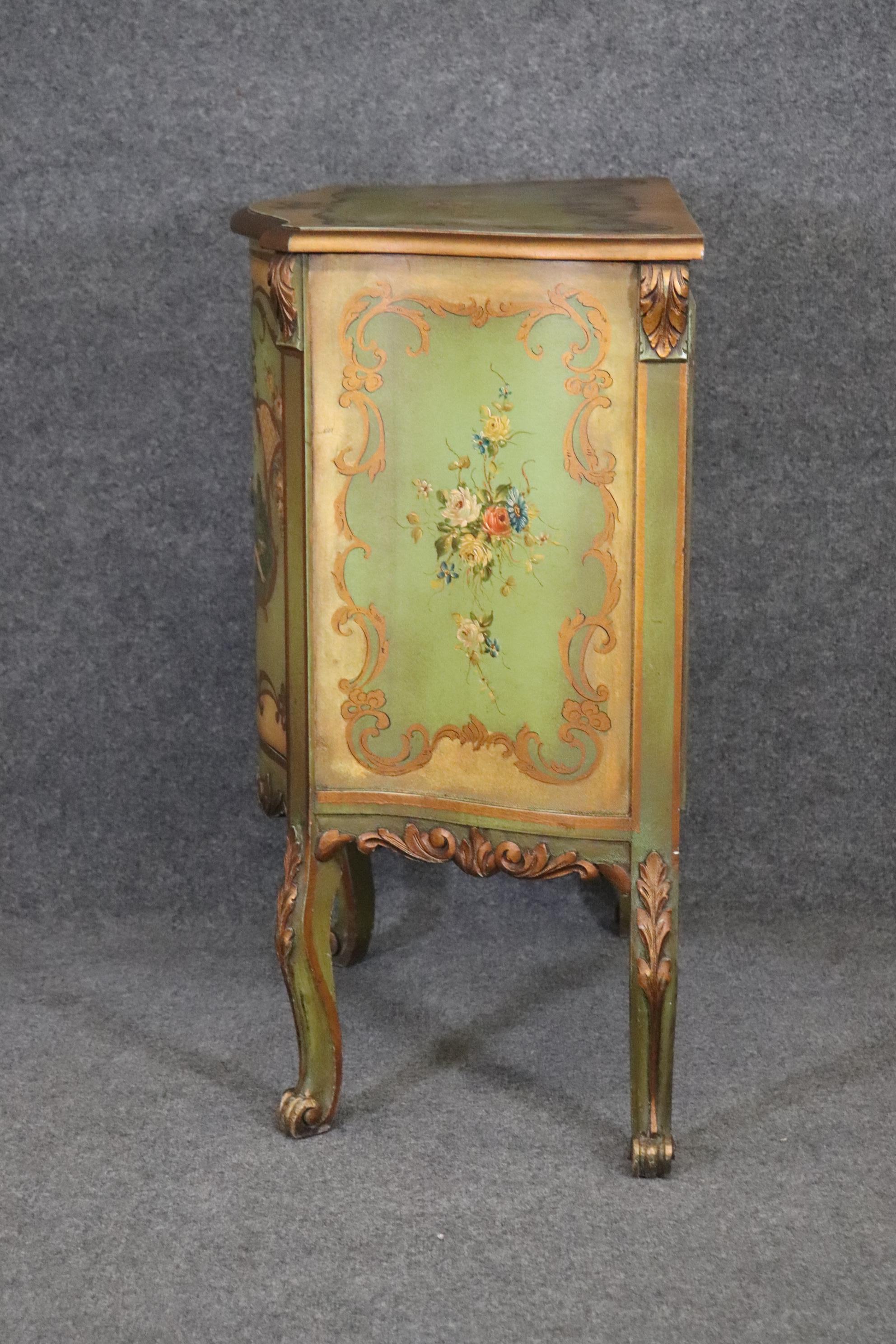 European Louis XV Venetian Style Paint Decorated Cabinet Antique