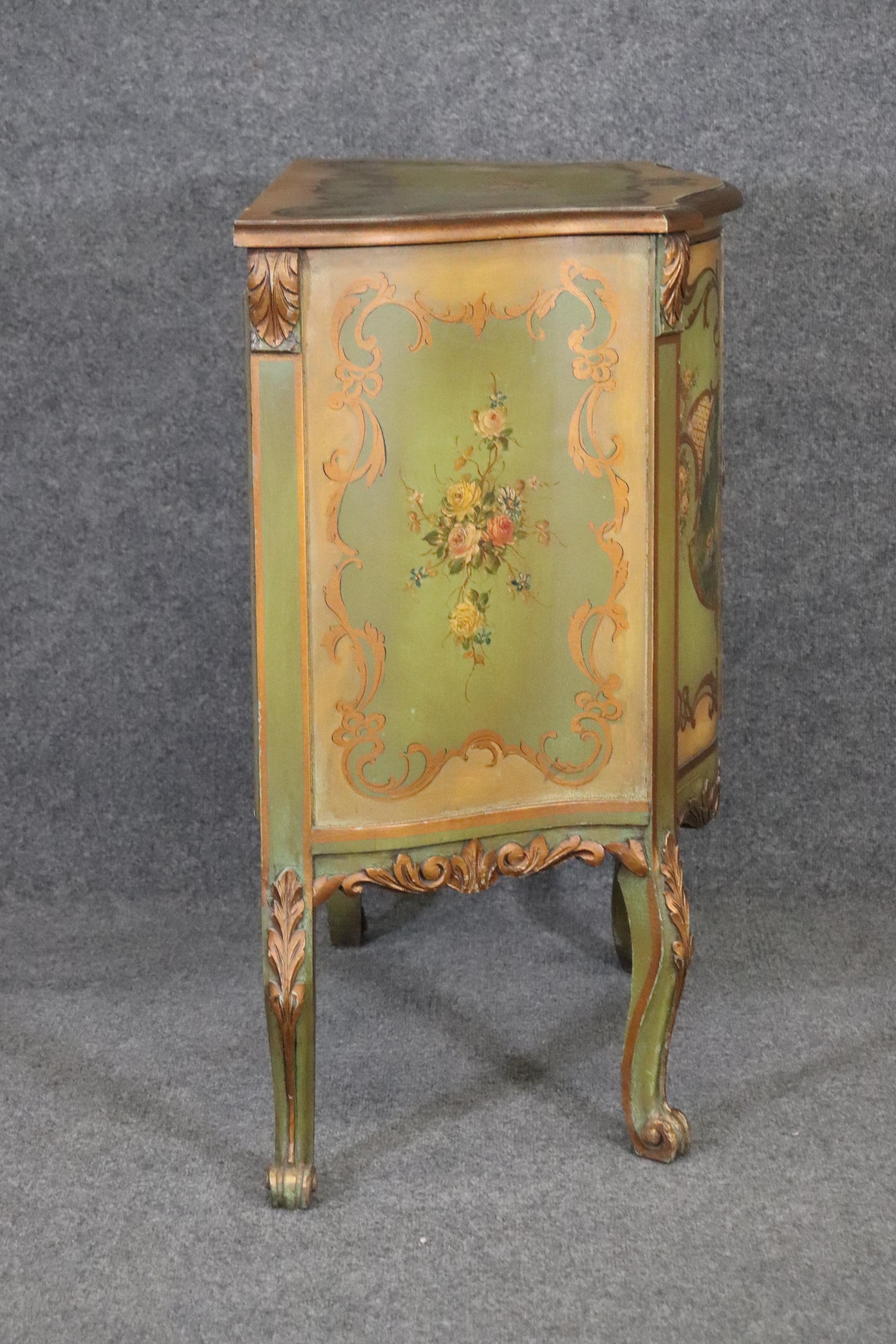 Louis XV Venetian Style Paint Decorated Cabinet Antique In Good Condition In Swedesboro, NJ