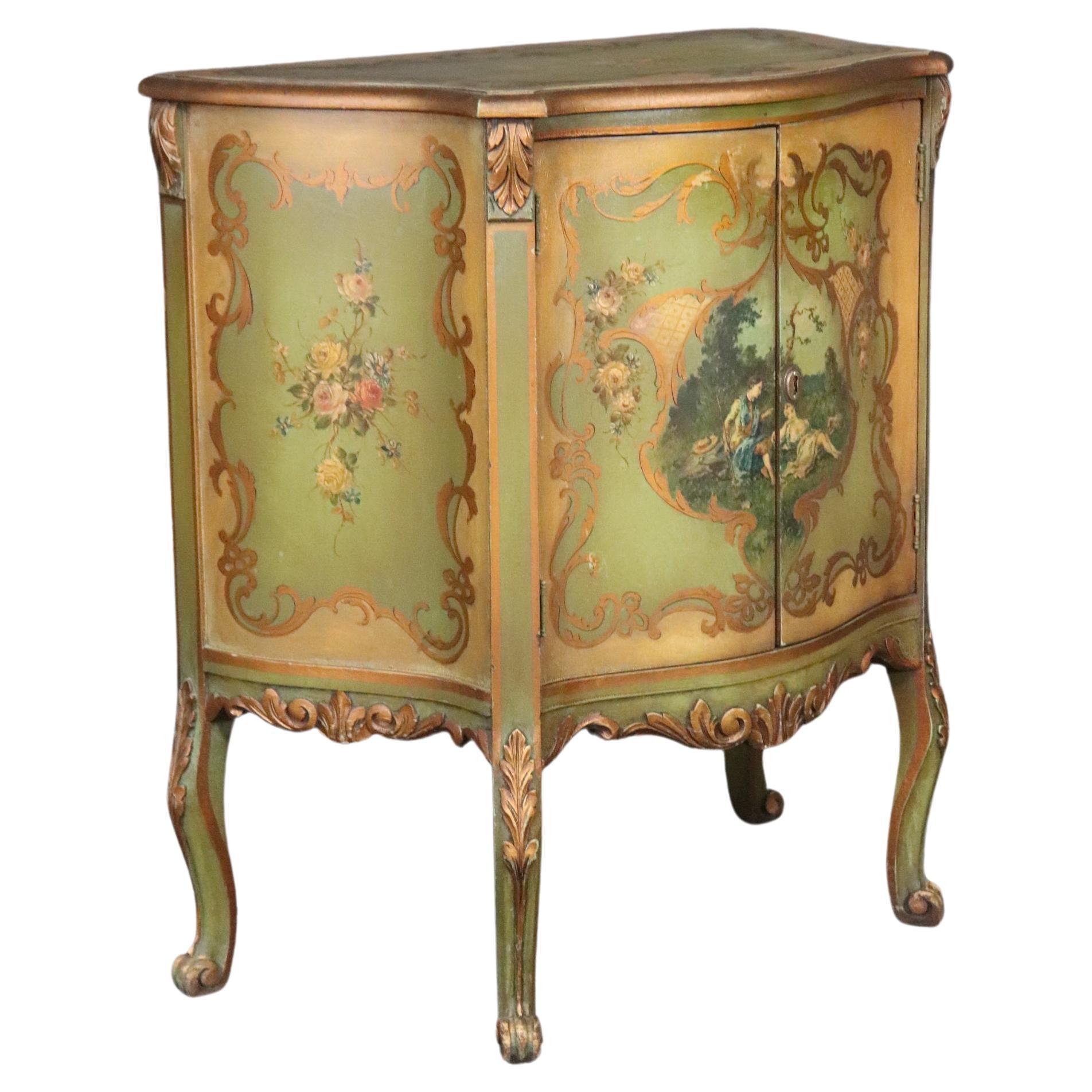 Louis XV Venetian Style Paint Decorated Cabinet Antique