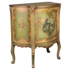 Louis XV Venetian Style Paint Decorated Cabinet Used