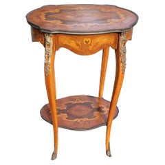 Louis XV Walnut and Kingswood Satinwood Marquetry Tiered Side Table