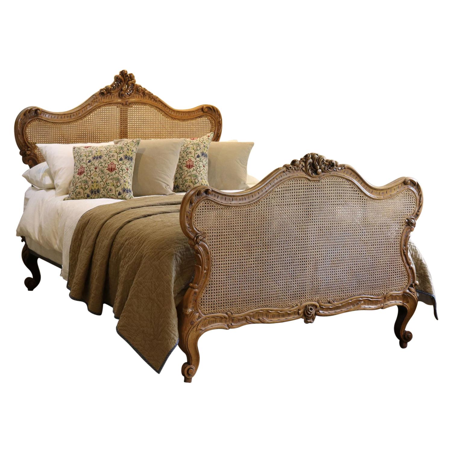 Louis XV Walnut Antique Bed with Rattan Panels WK149 at 1stDibs