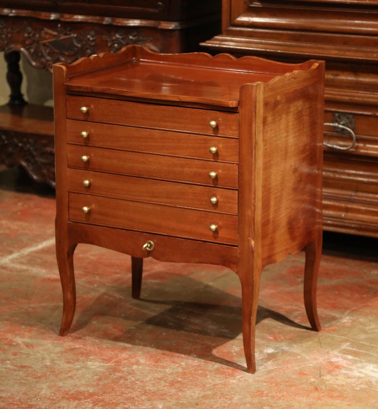 Louis XV Walnut Carved Chest with Silver Plated Christofle Flatware
