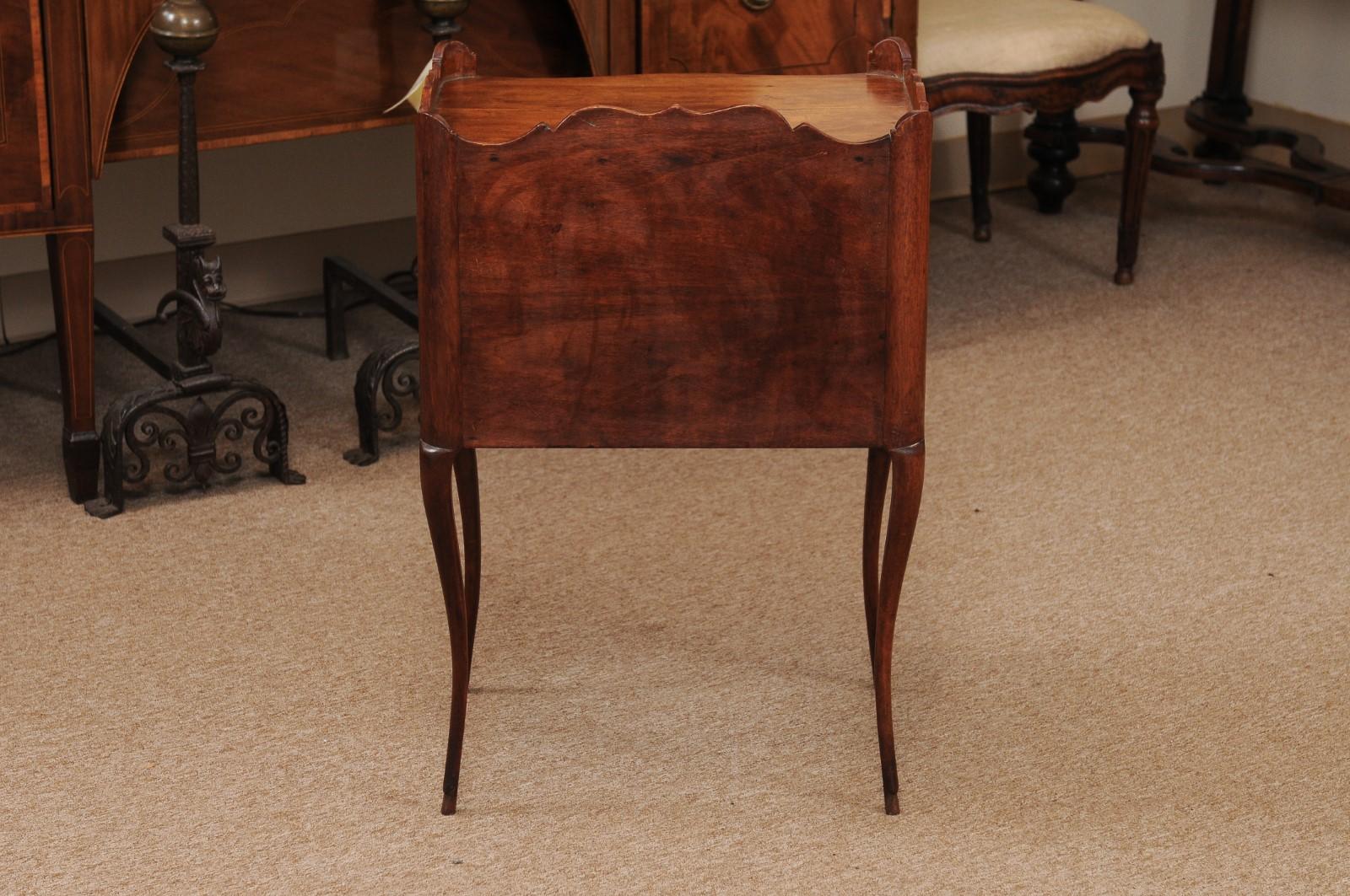 Louis XV Walnut Chevet with Open Shelf, Drawer, & Cabriole Legs For Sale 6