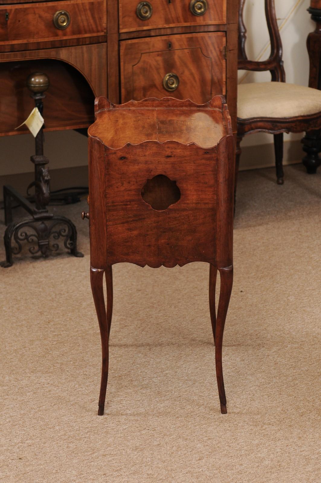 Louis XV Walnut Chevet with Open Shelf, Drawer, & Cabriole Legs For Sale 8
