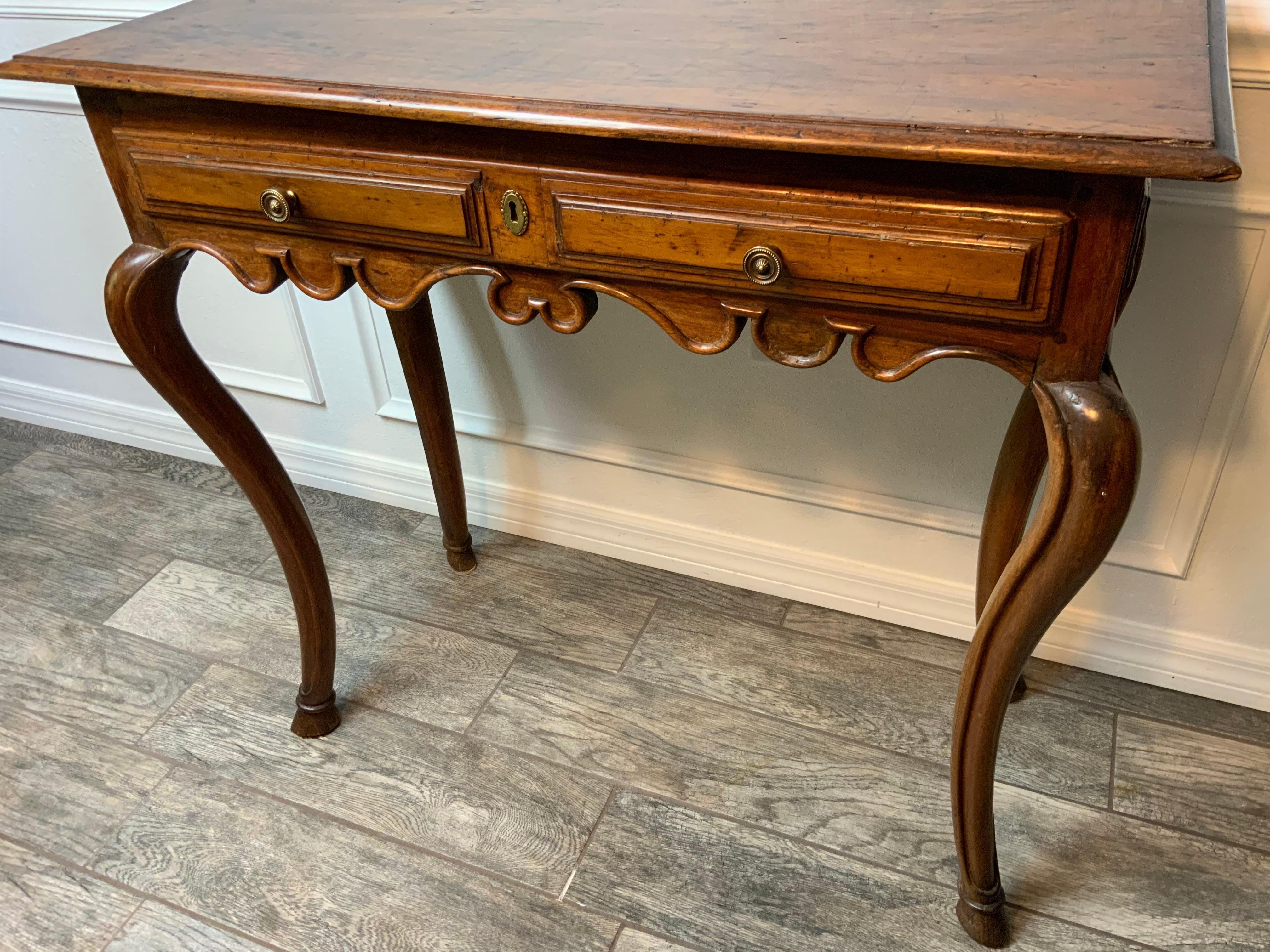 French Louis XV Walnut Console Table For Sale