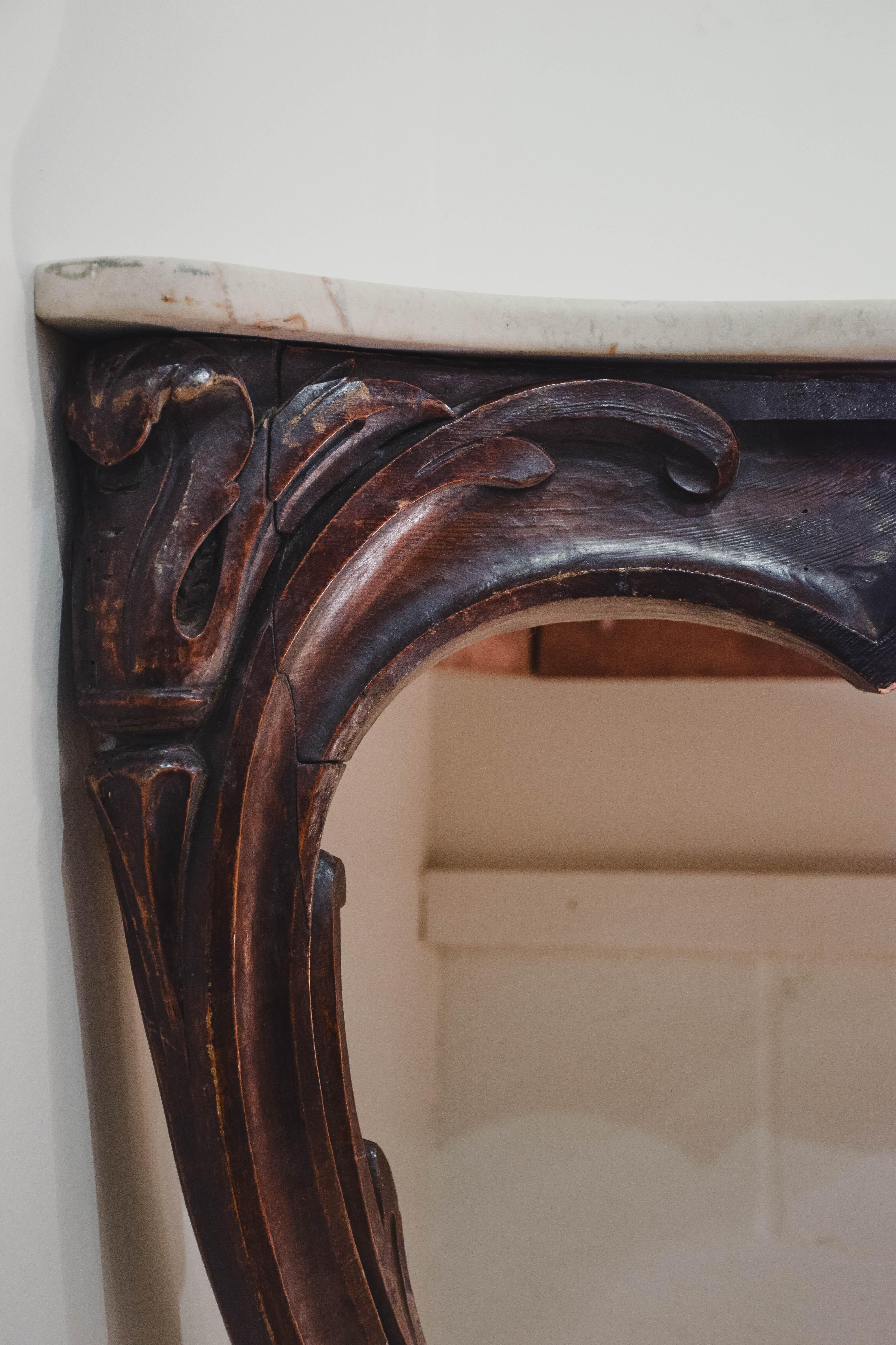 Louis XV Walnut Corner Console with Marble Top 8