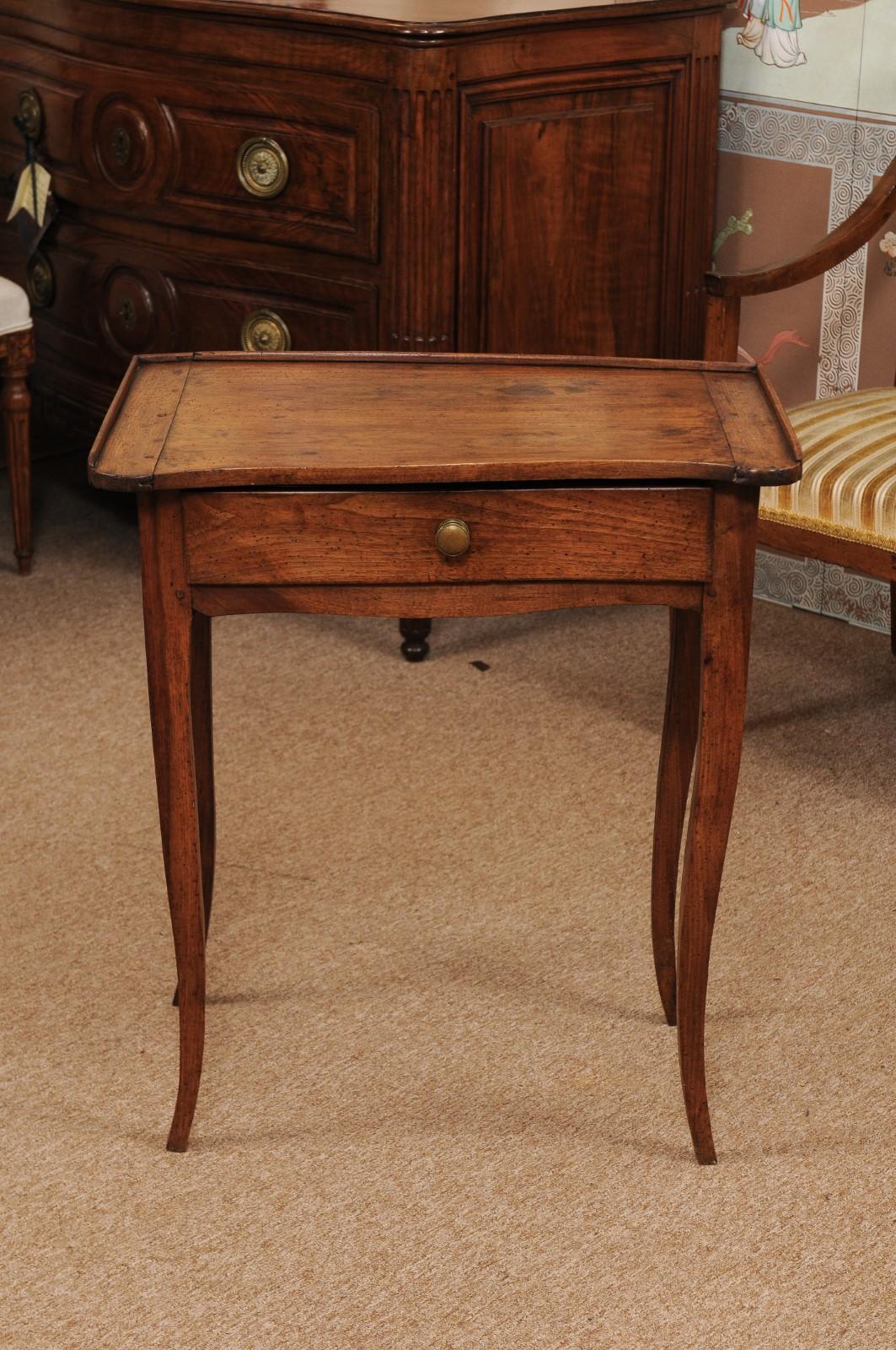 French Louis XV Walnut Side Table, Mid 18th Century