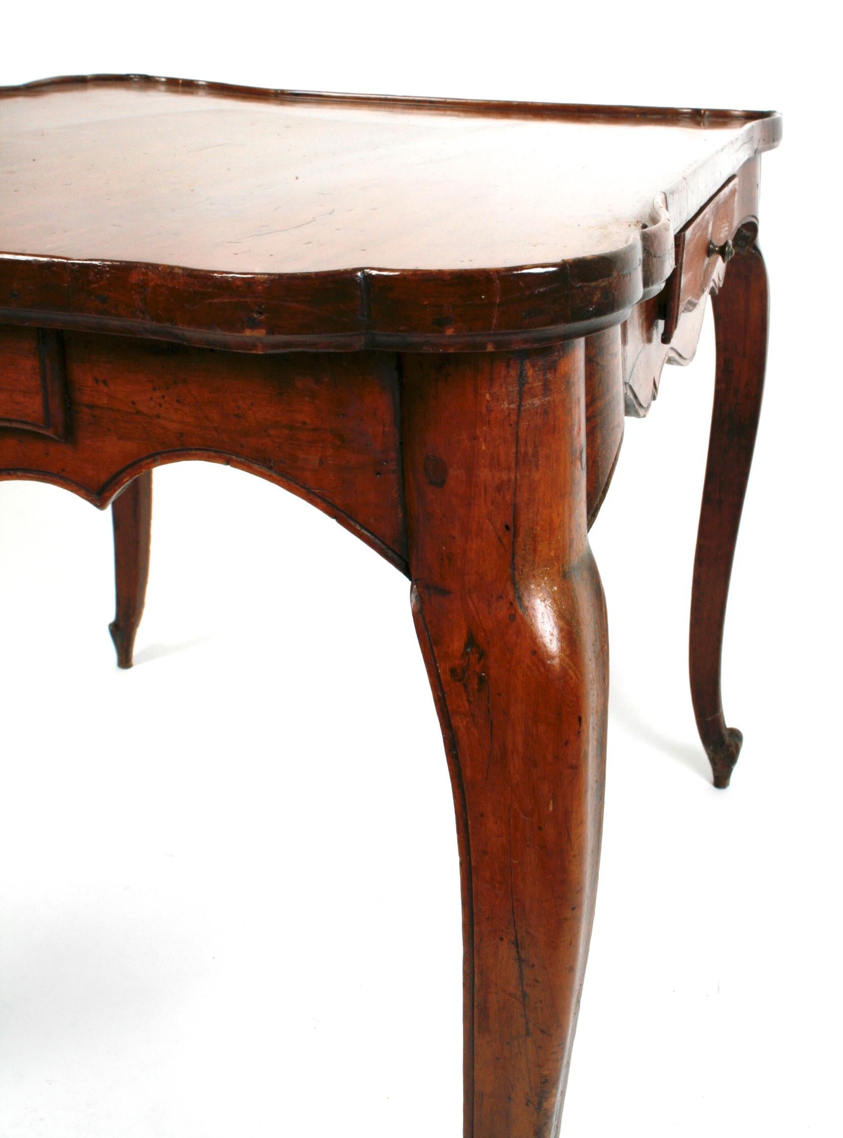 French Louis XV Walnut Table with Galleried Top, circa 1780 For Sale