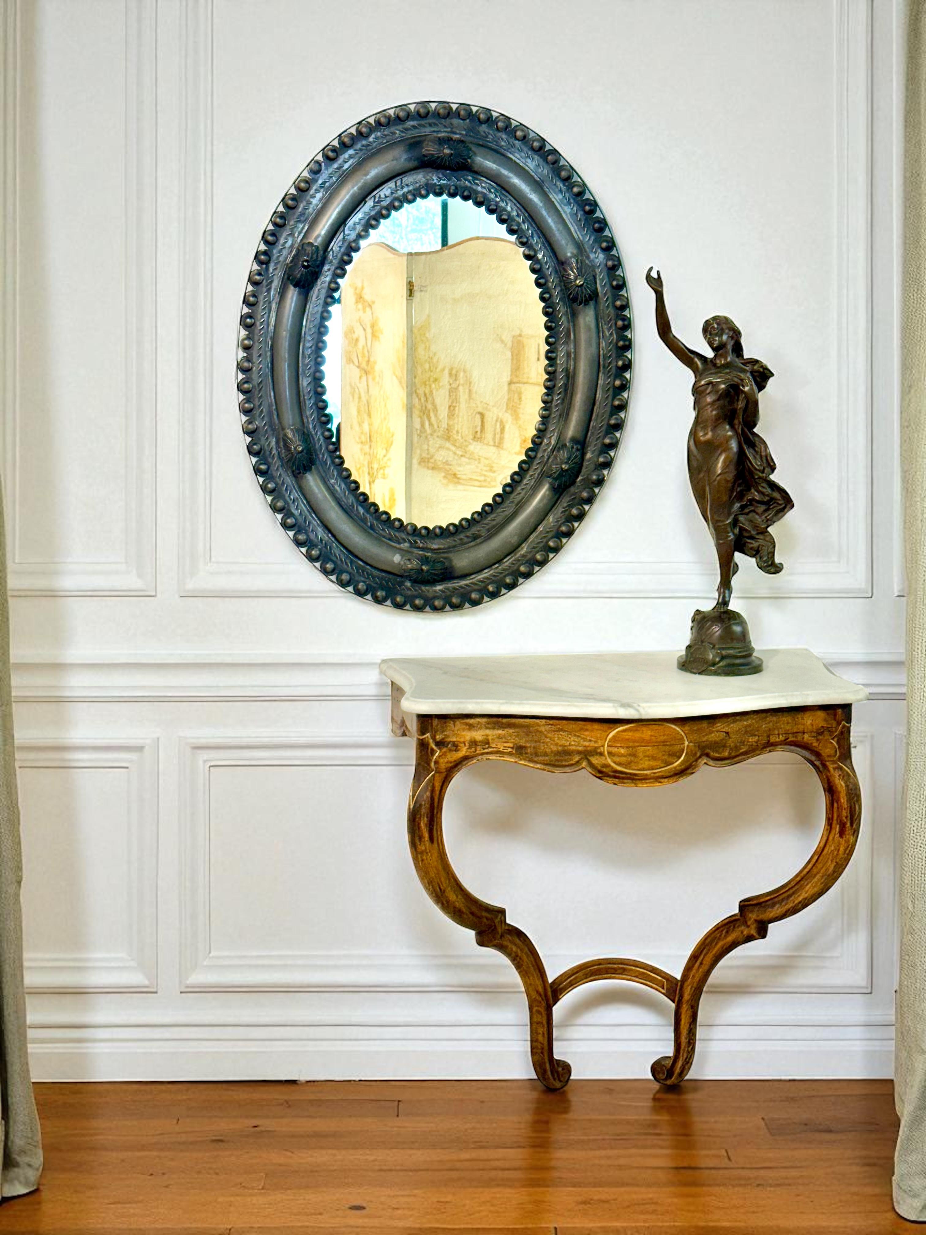 Louis XV Walnut Wall Console with Carrara Marble, c.1890 For Sale 9