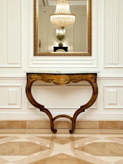 Consola mural Luis XV de nogal con mármol de Carrara, c.1890