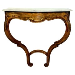 Louis XV Walnut Wall Console with Carrara Marble, c.1890