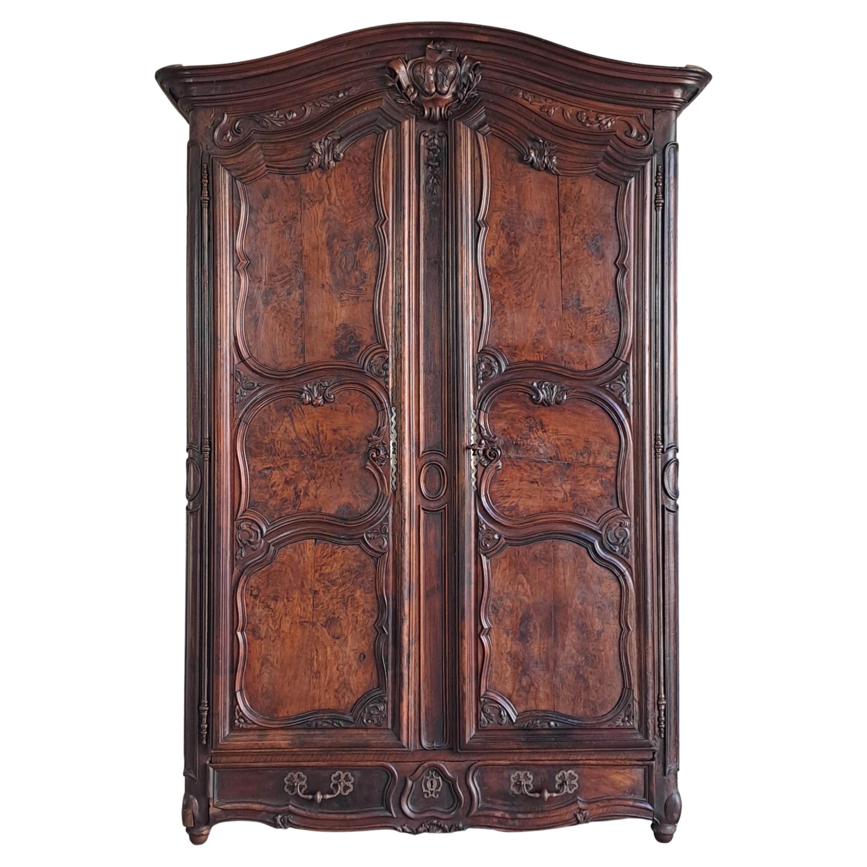 Louis XV Wedding Wardrobe In Carved Walnut