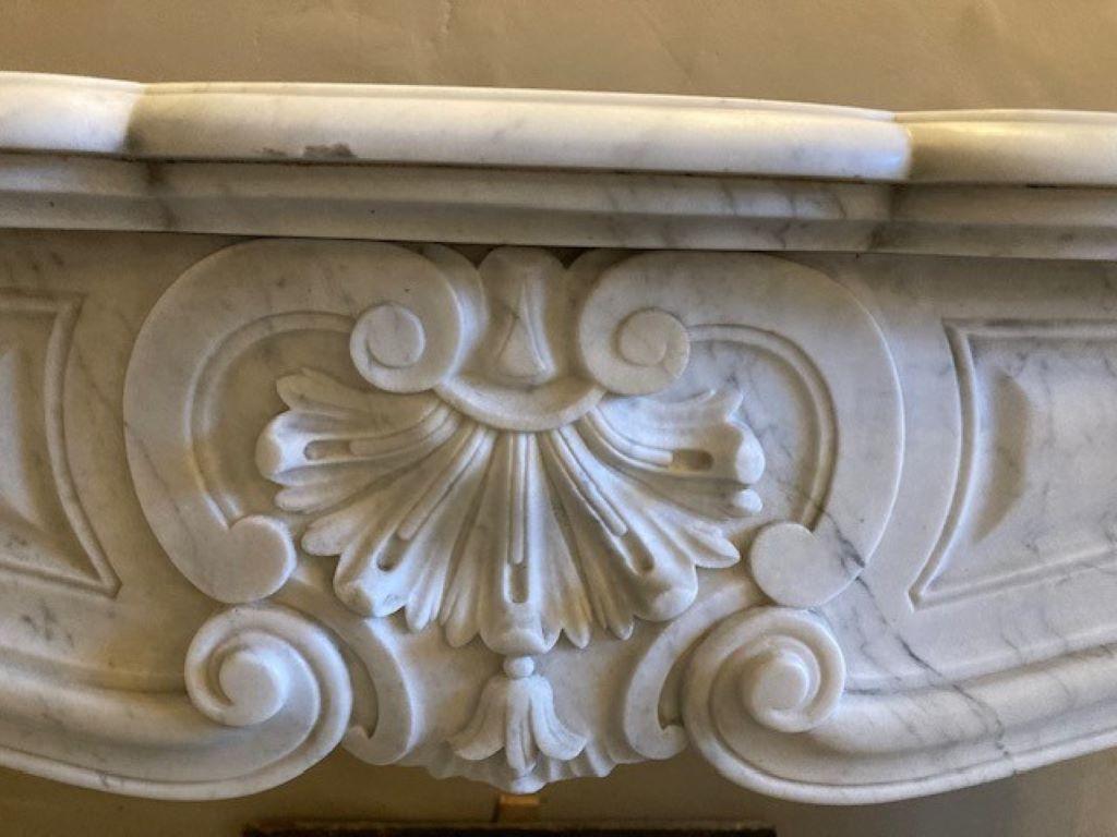 Louis XV White Marble Fireplace Mantel