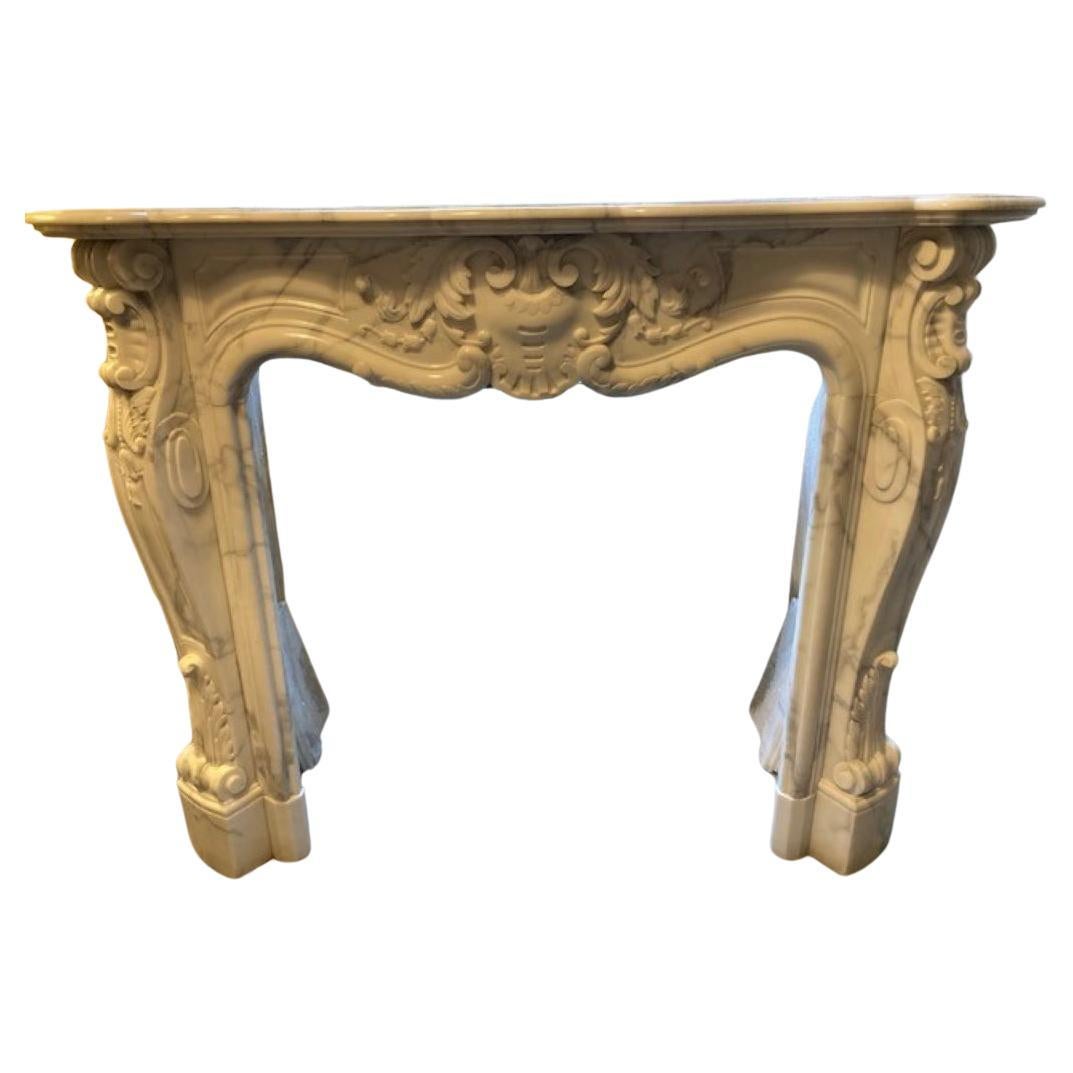 Louis XV White Marble Fireplace Mantel