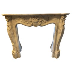 Louis XV White Marble Fireplace Mantel