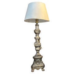Antique Louis XV Wood and Metal Italian Torchere Mounted as a Table Lamp