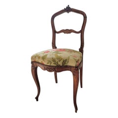 Louis XV wooden chair with floral tapestry - 19th century - France