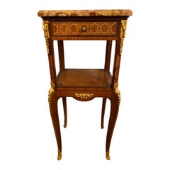 Louis XV-XVI Style Marble-Top Side Table End Table Pedestal, Transitional