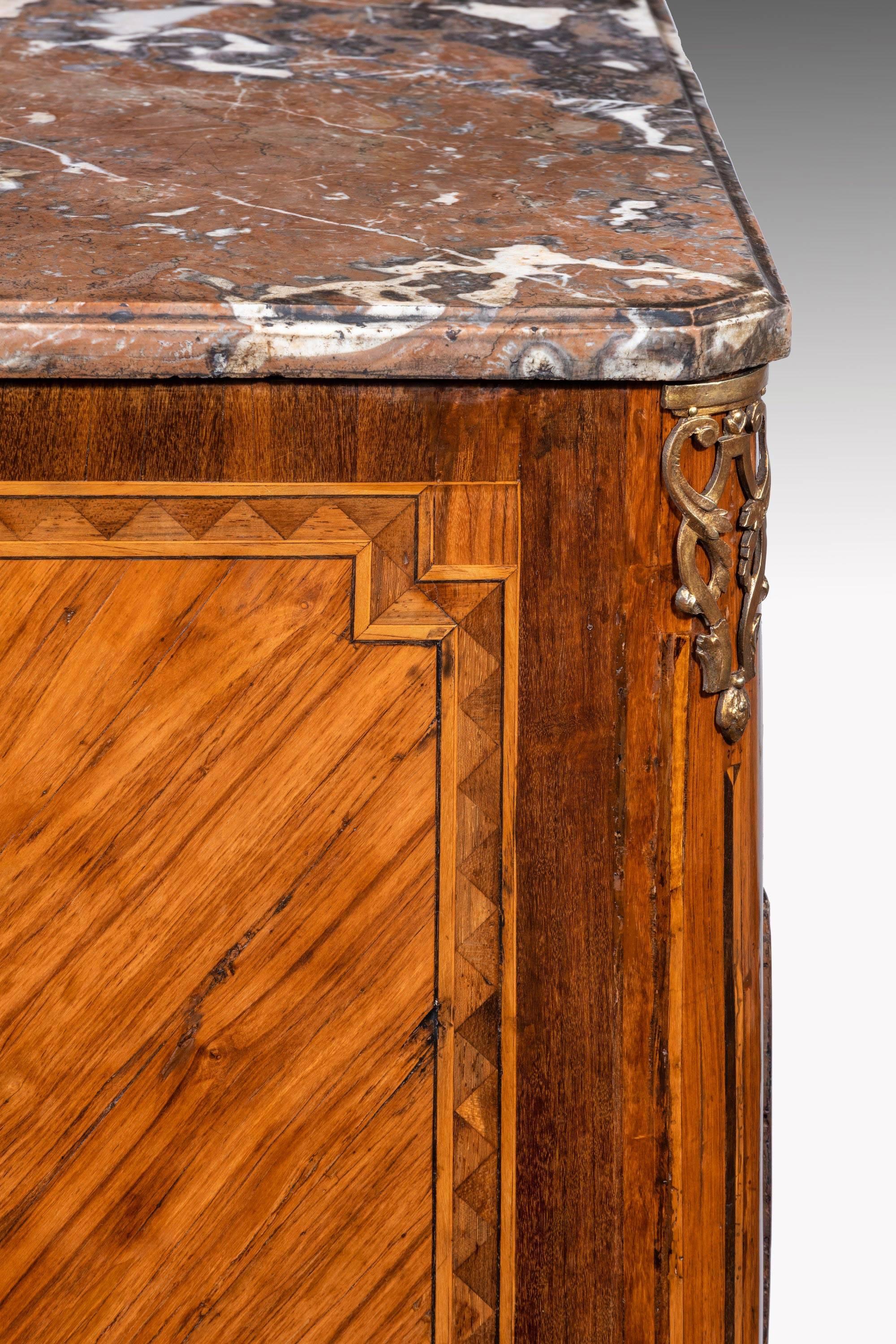 Louis XV/XVI Transitional Tulipwood and Amaranth Marble Commode 5