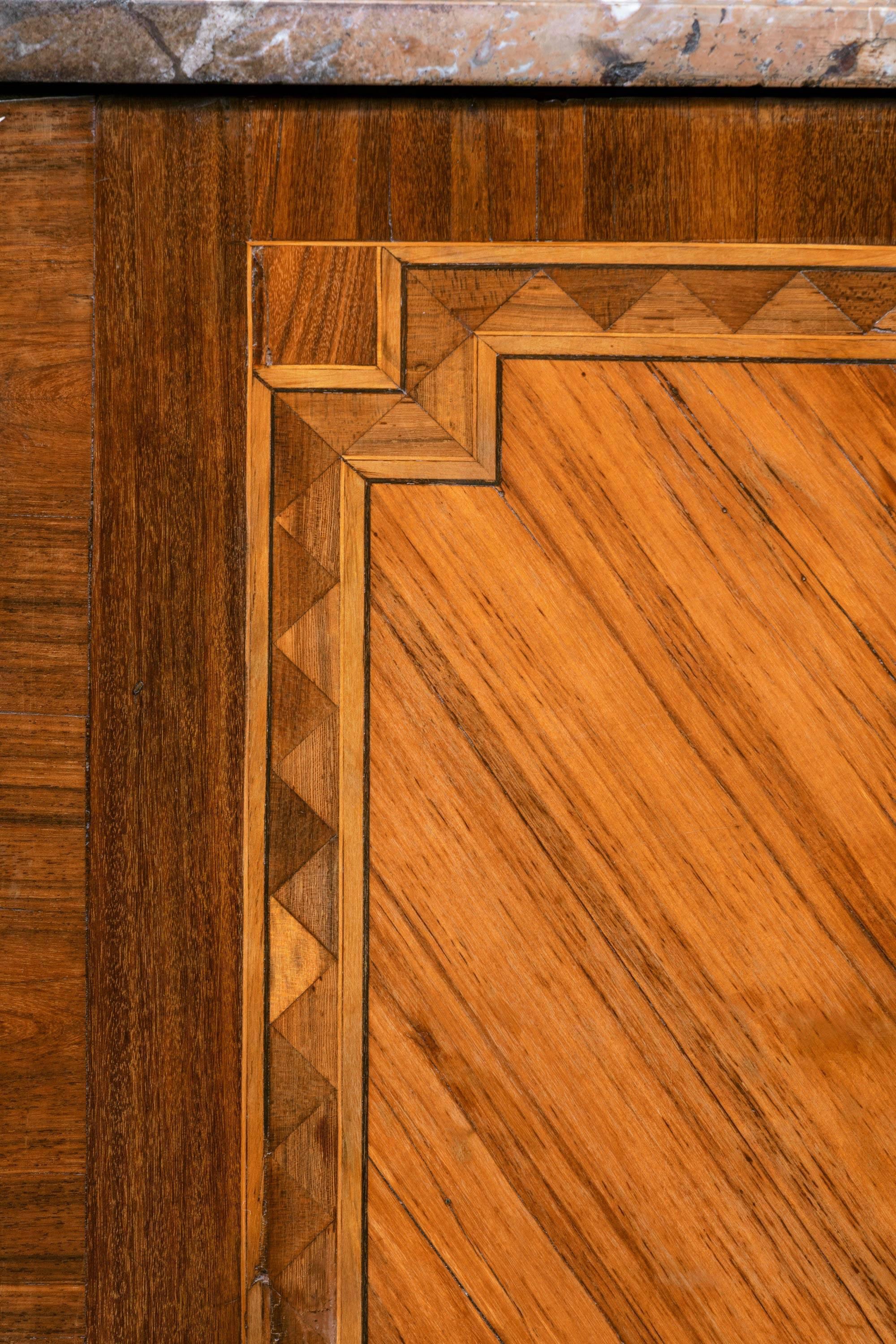 Louis XV/XVI Transitional Tulipwood and Amaranth Marble Commode 6