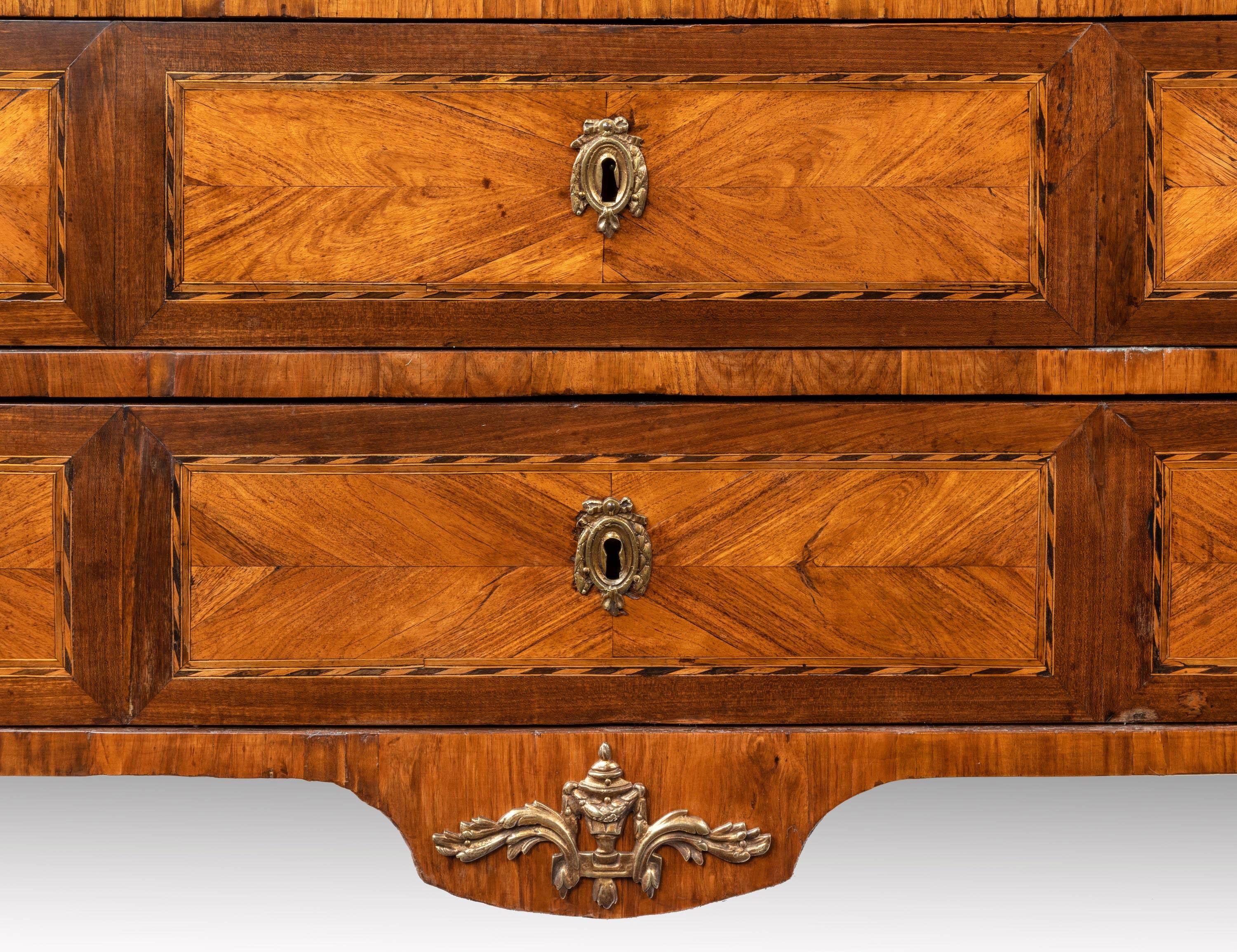 18th Century Louis XV/XVI Transitional Tulipwood and Amaranth Marble Commode