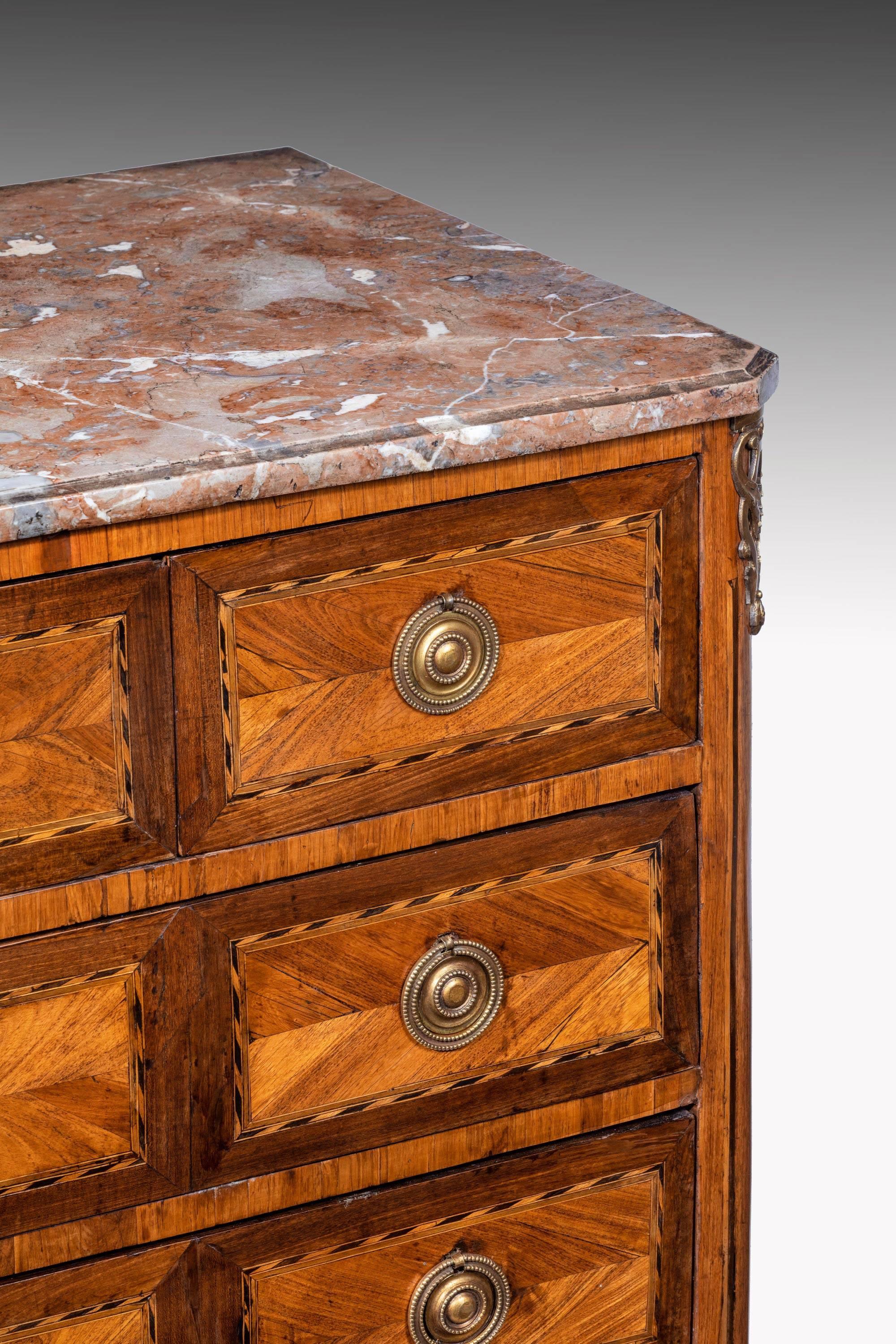 Louis XV/XVI Transitional Tulipwood and Amaranth Marble Commode 3