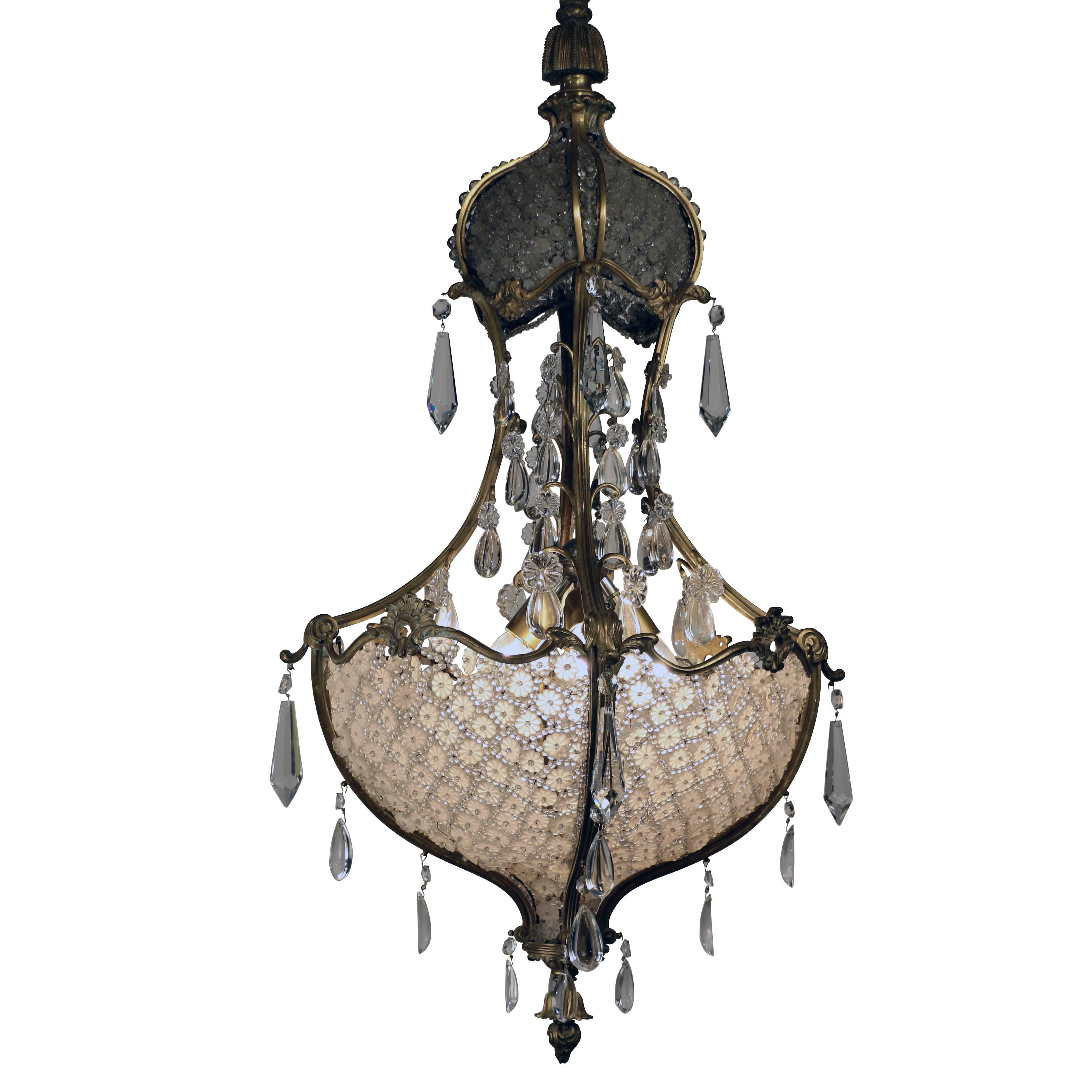 Louis XV1 Style Bronze and  Lead Crystal Chandelier