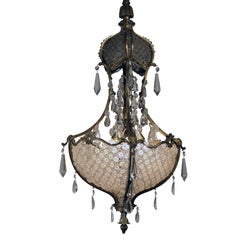 Louis XV1 Style Bronze and Crystal Chandelier