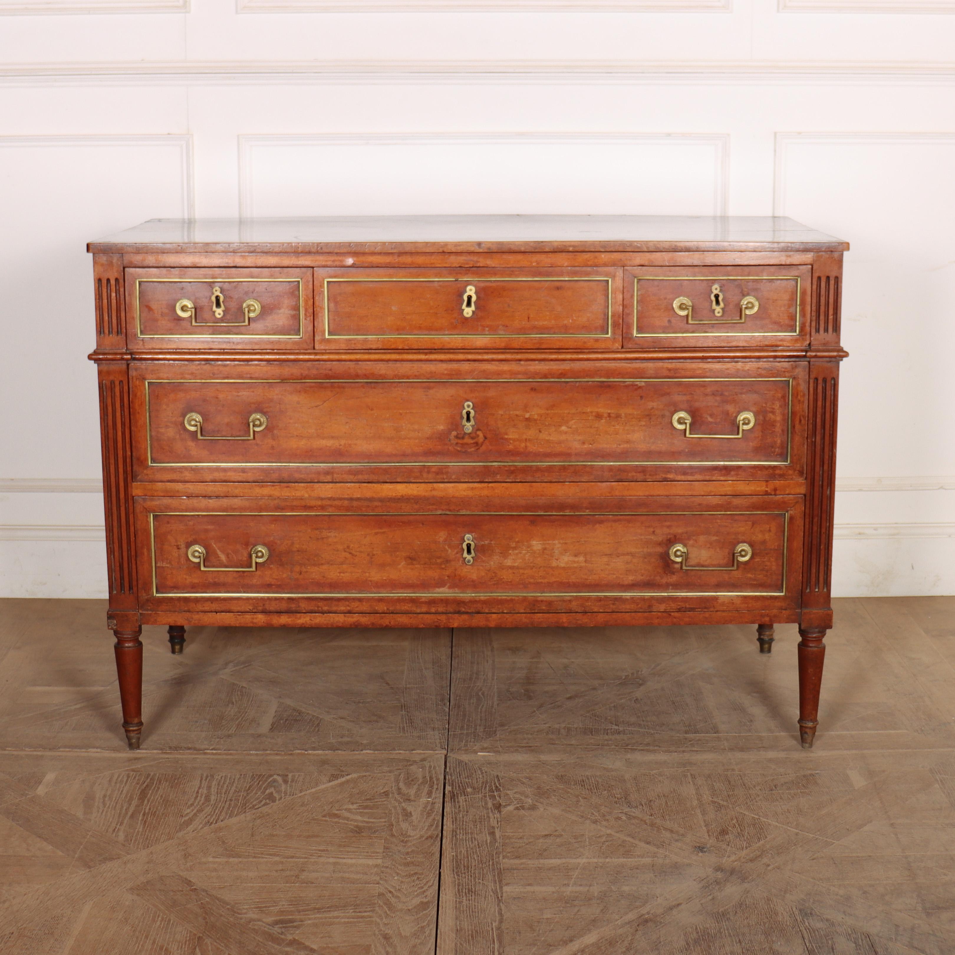 Late 18th Century French fruitwood 5 drawer commode. 1790