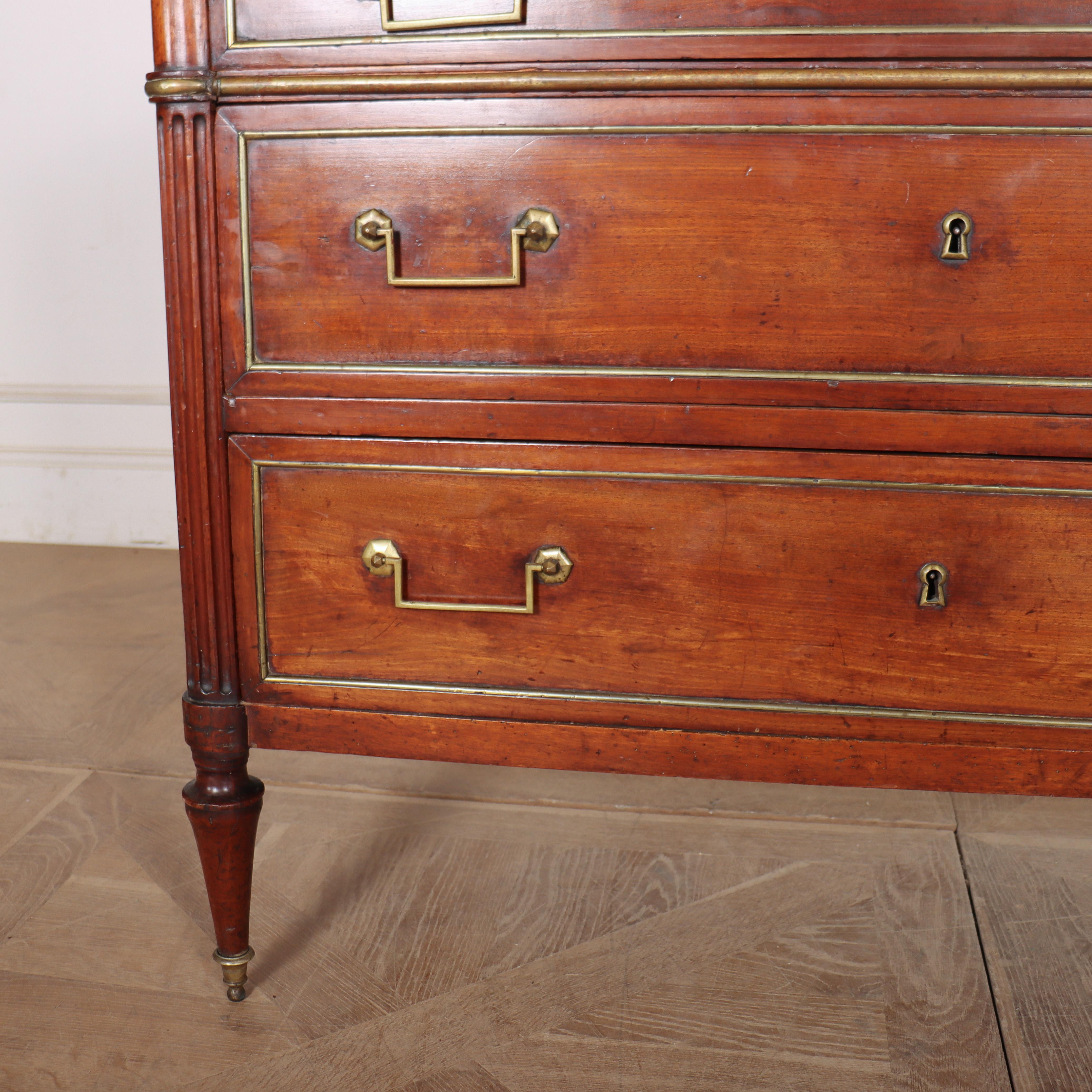 Brass Louis XVI 18th Century French Fruitwood Commode For Sale
