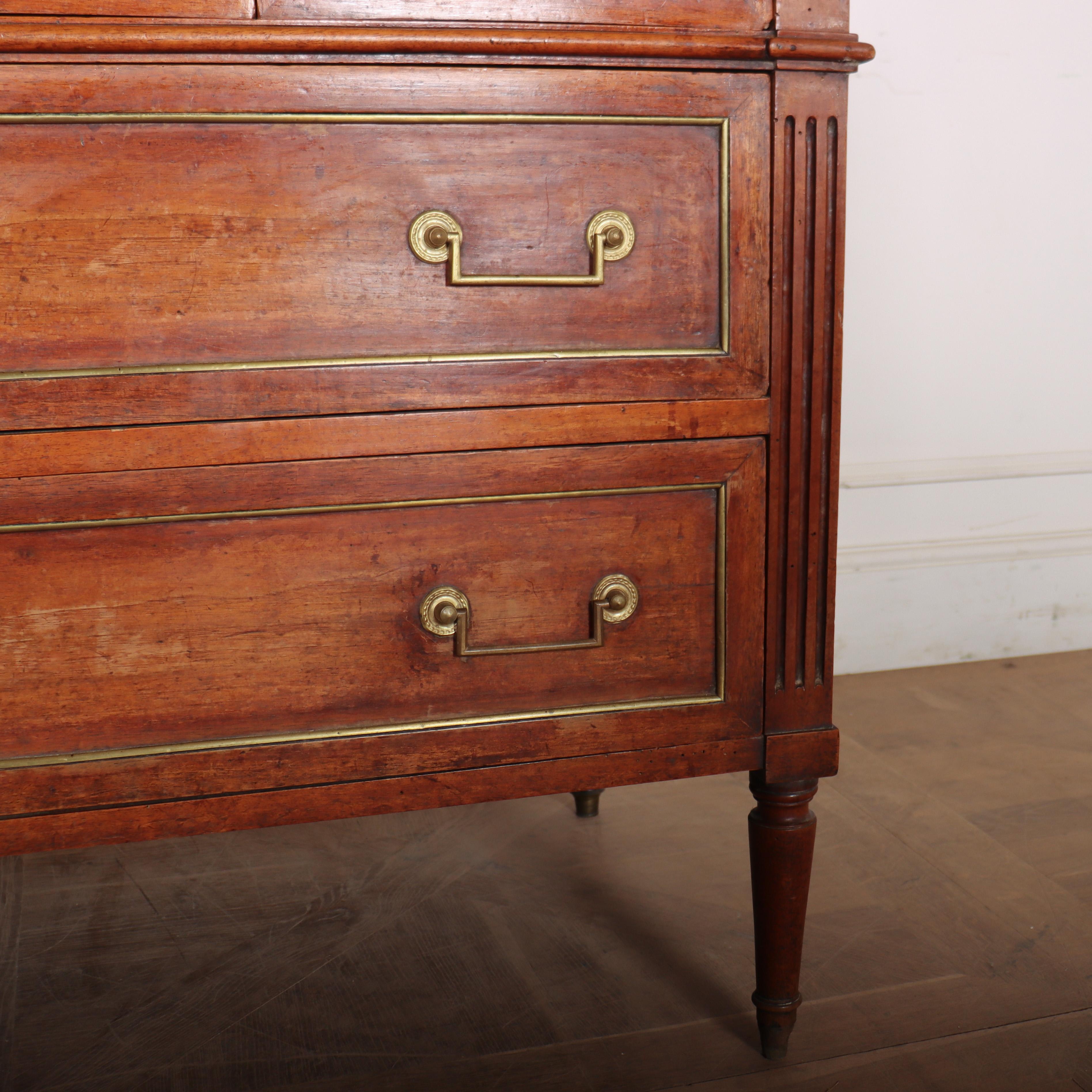 Brass Louis XVI 18th Century French Fruitwood Commode For Sale