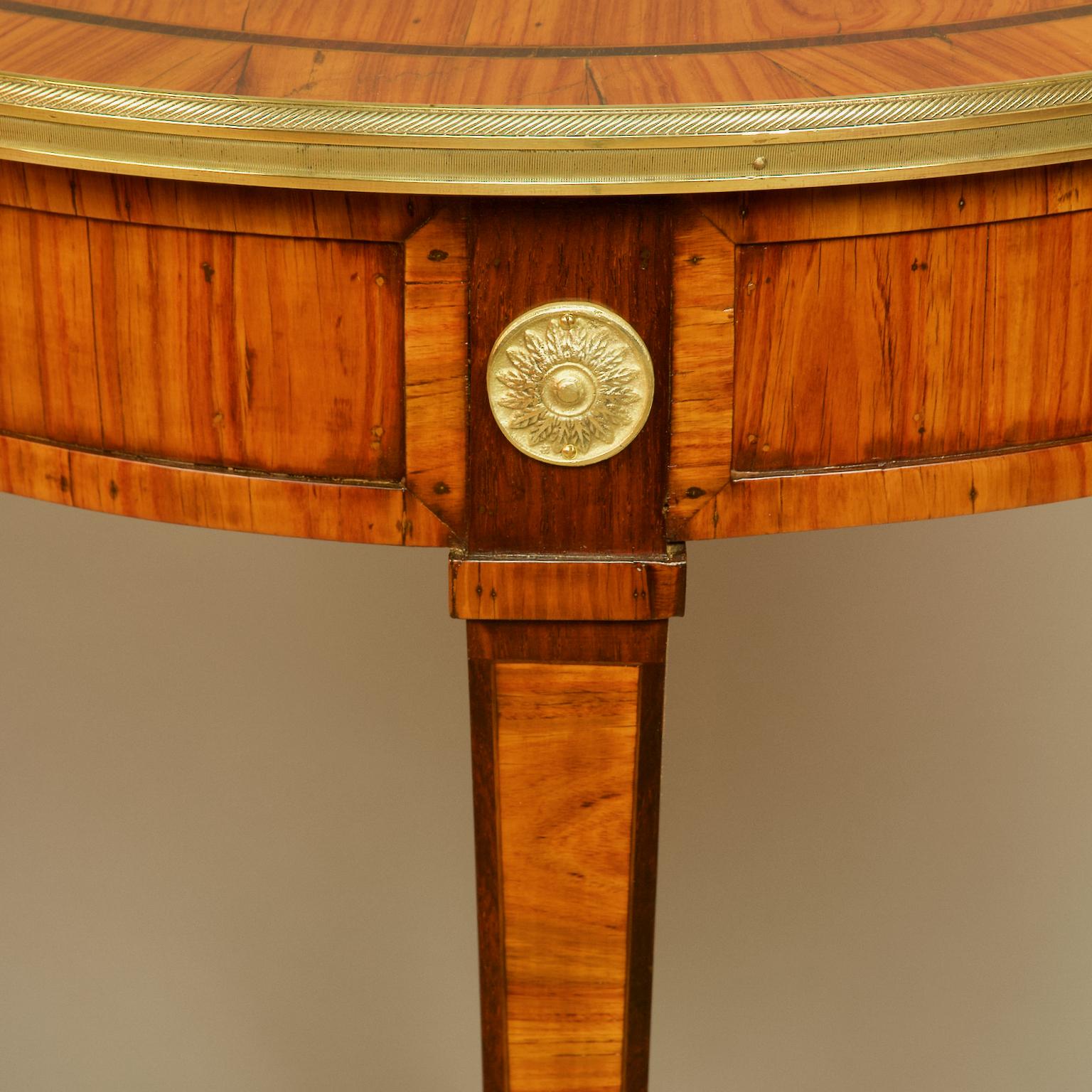 French Louis XVI 18th Century Marquetry Gilt Bronze Round Side Table or Gueridon 1